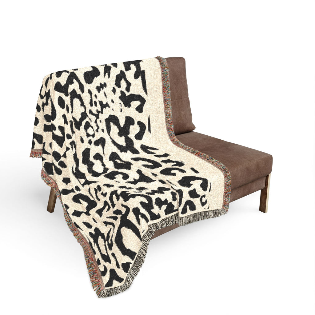 Leopard Print Woven Blanket — Cozy Fringe Throw for Living Room, Bedroom & Travel