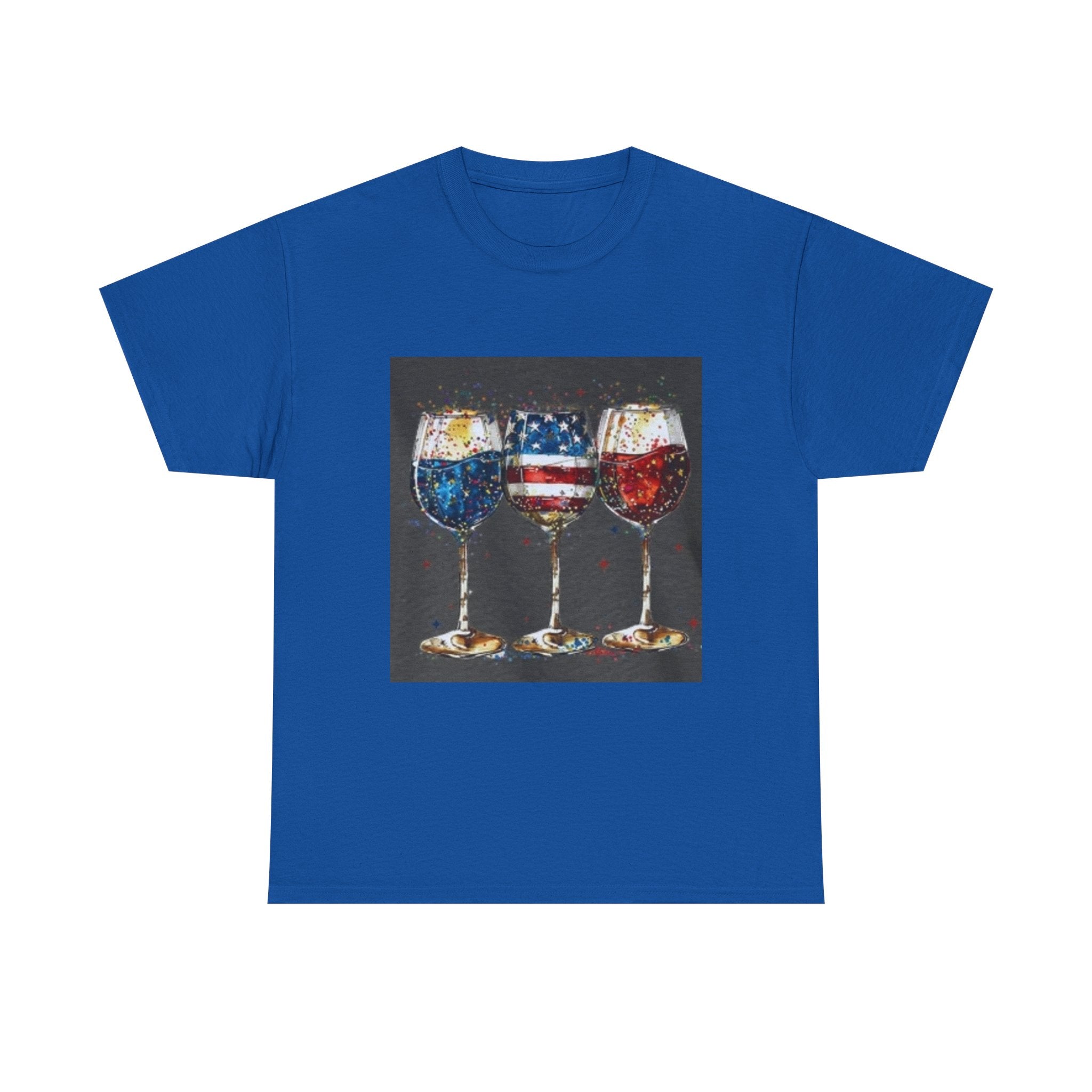 Wine Glasses with American Flag Design Tee