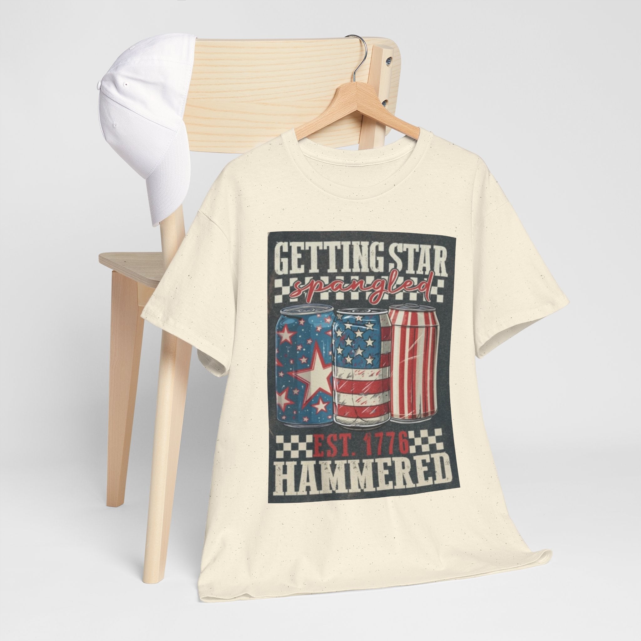 Getting Star Hammered Tee — Patriotic 4th of July Beer Can T-Shirt (Est. 1776)