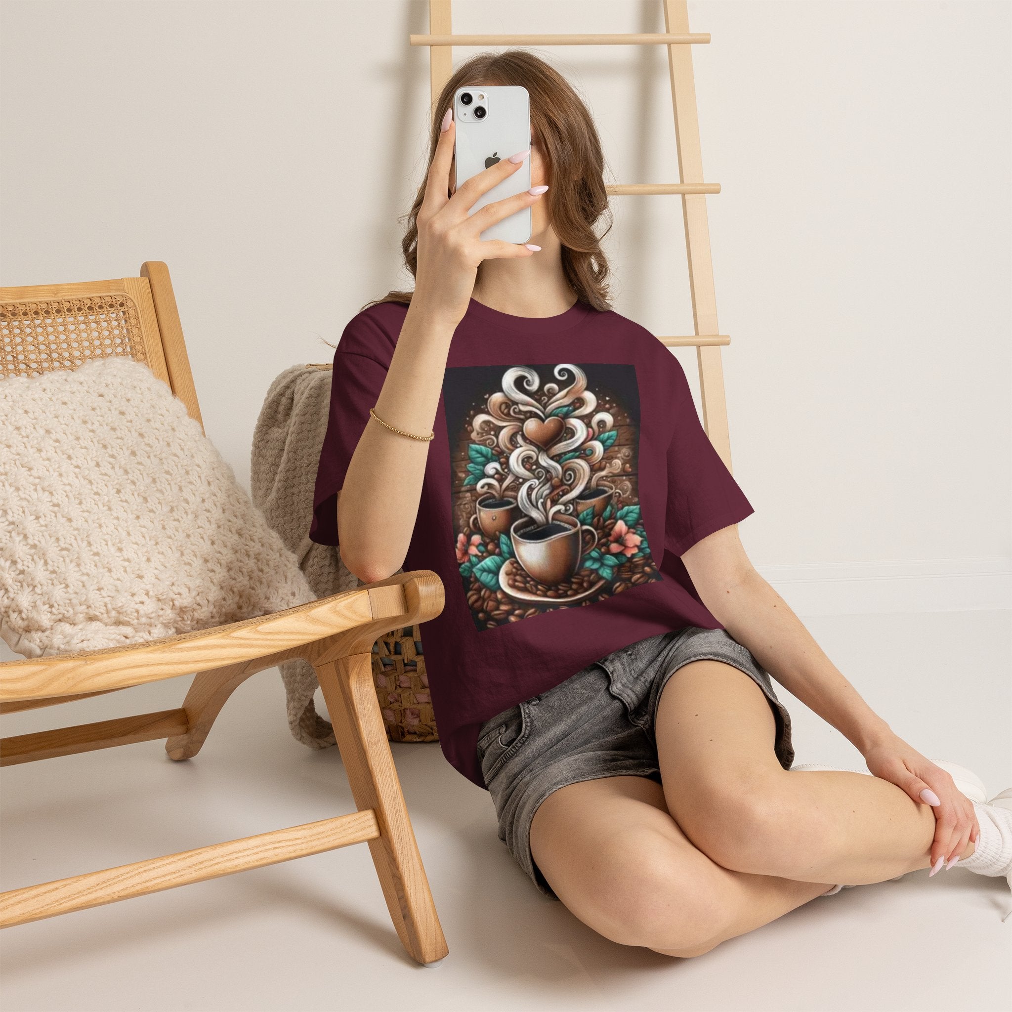 Coffee Cup T-Shirt — Whimsical Steaming Heart Coffee Design