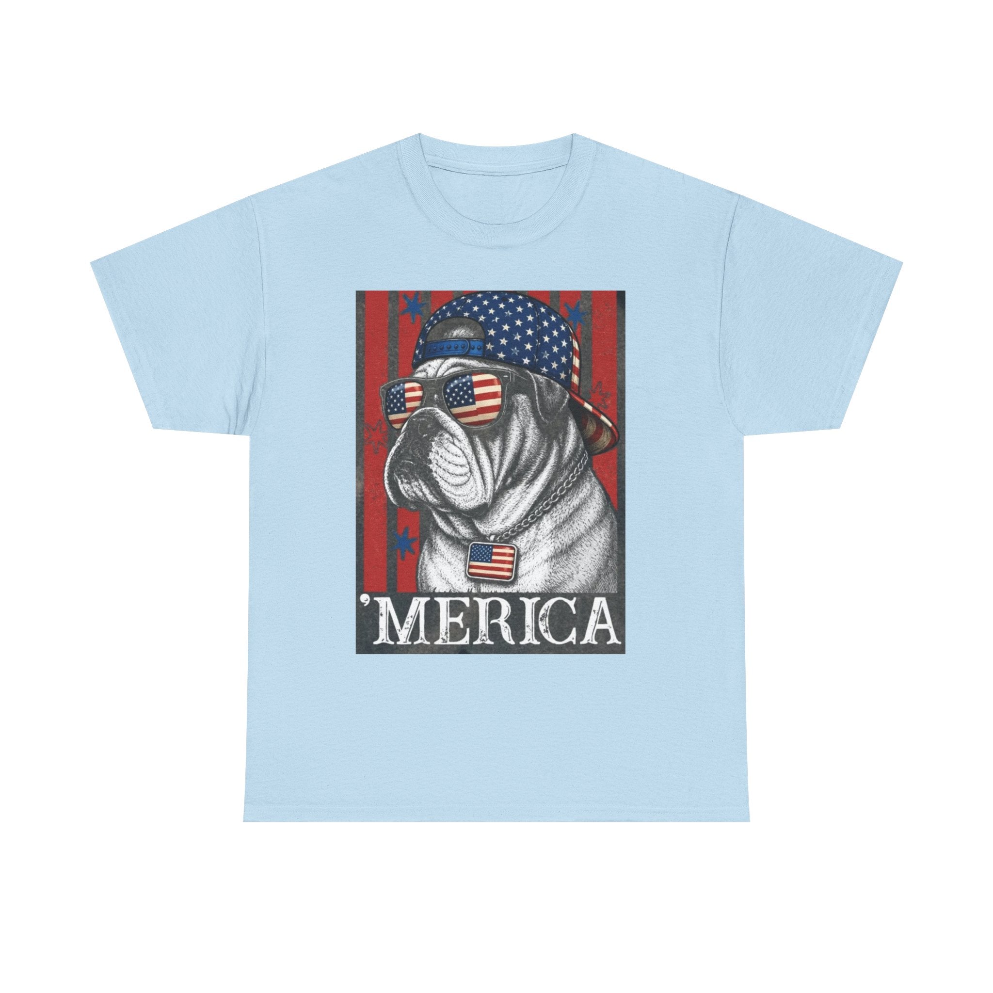 'Merica Bulldog T-Shirt — Patriotic American Flag Tee for Fourth of July
