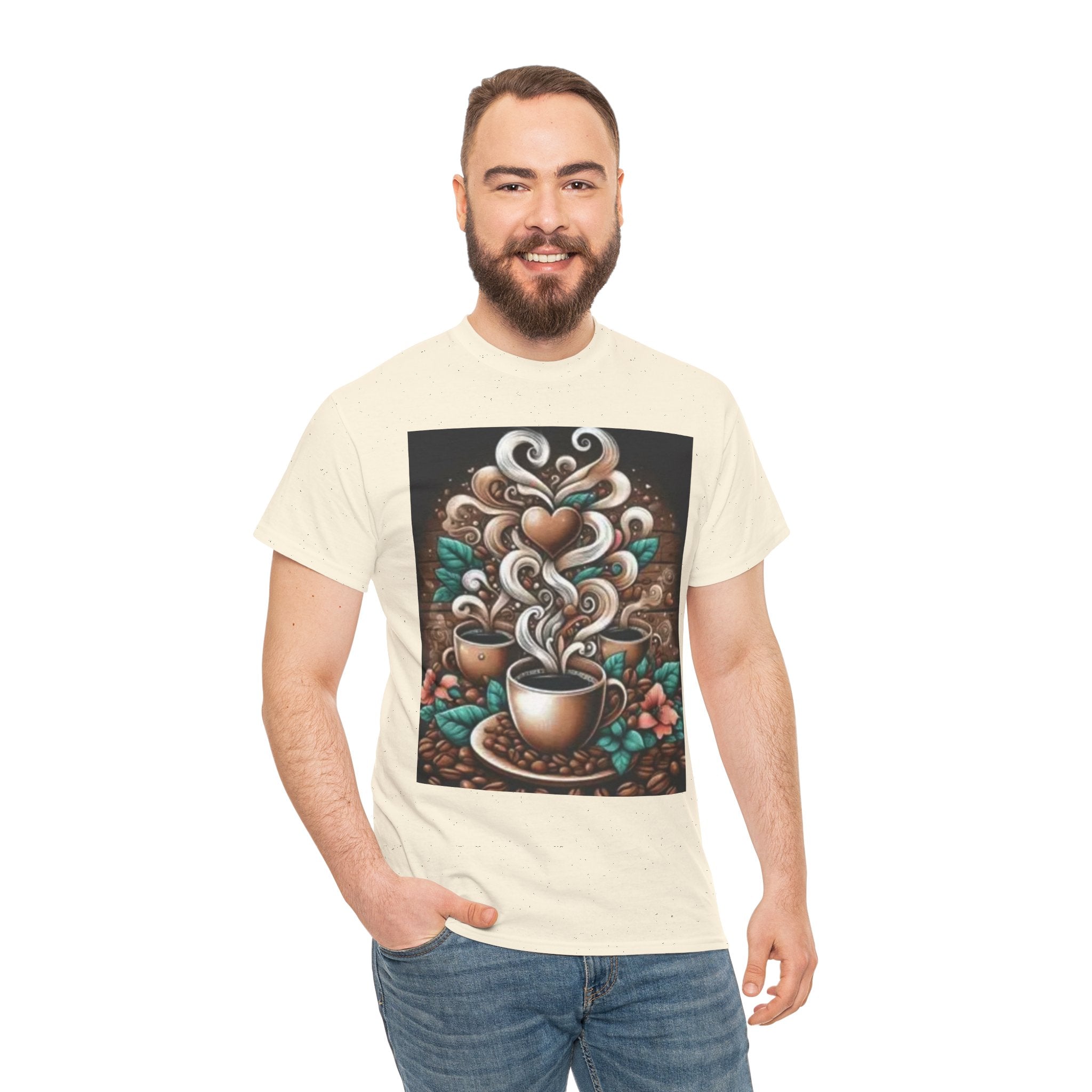 Coffee Cup T-Shirt — Whimsical Steaming Heart Coffee Design
