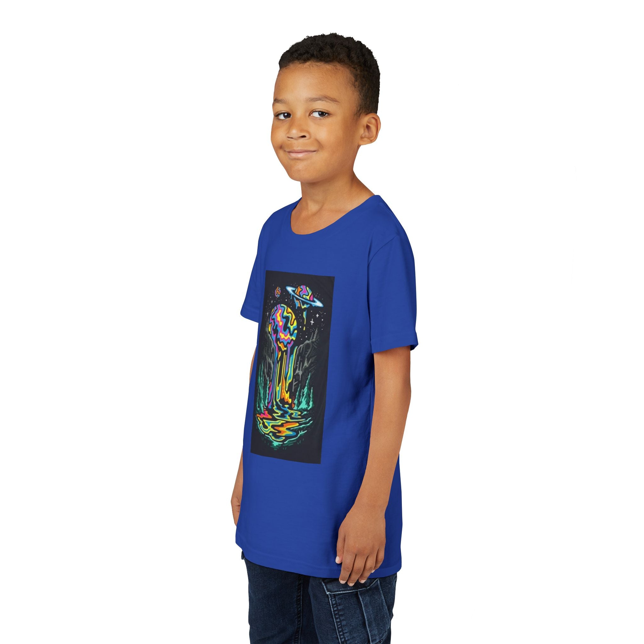 Youth Tee — Neon Drip Planet Space Graphic
