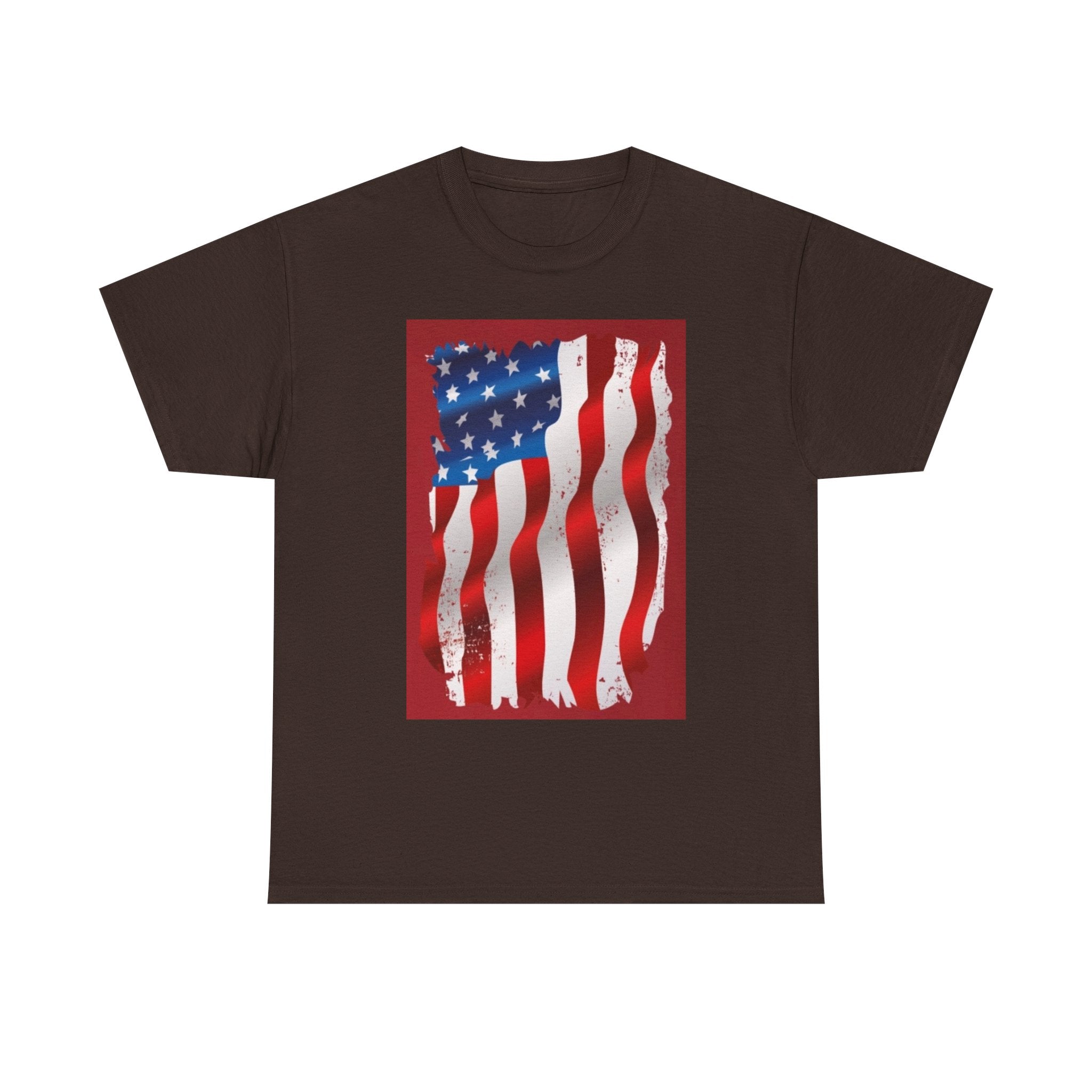 American Flag Graphic Tee — Distressed Wavy Stars & Stripes