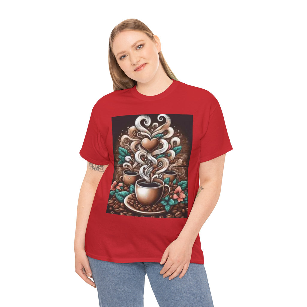 Coffee Cup T-Shirt — Whimsical Steaming Heart Coffee Design