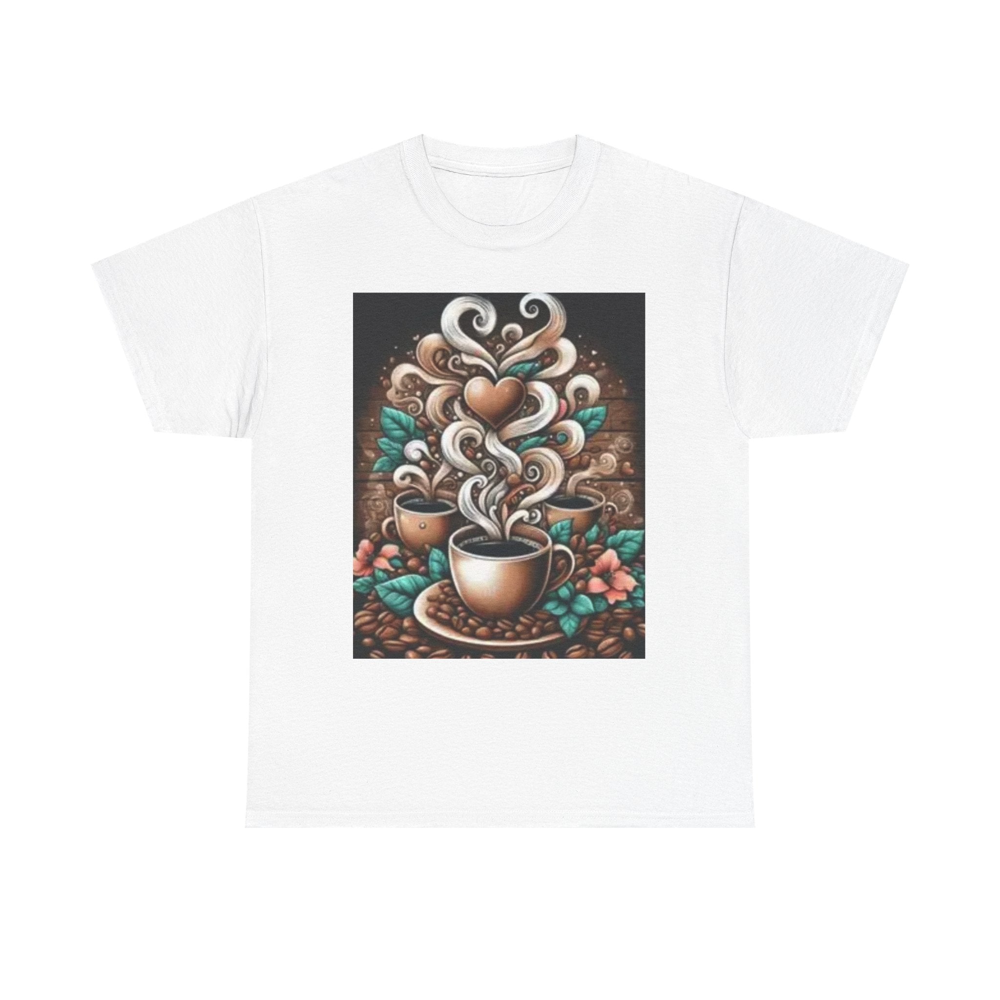 Coffee Cup T-Shirt — Whimsical Steaming Heart Coffee Design