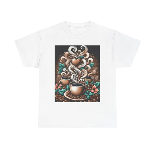 Coffee Cup T-Shirt — Whimsical Steaming Heart Coffee Design