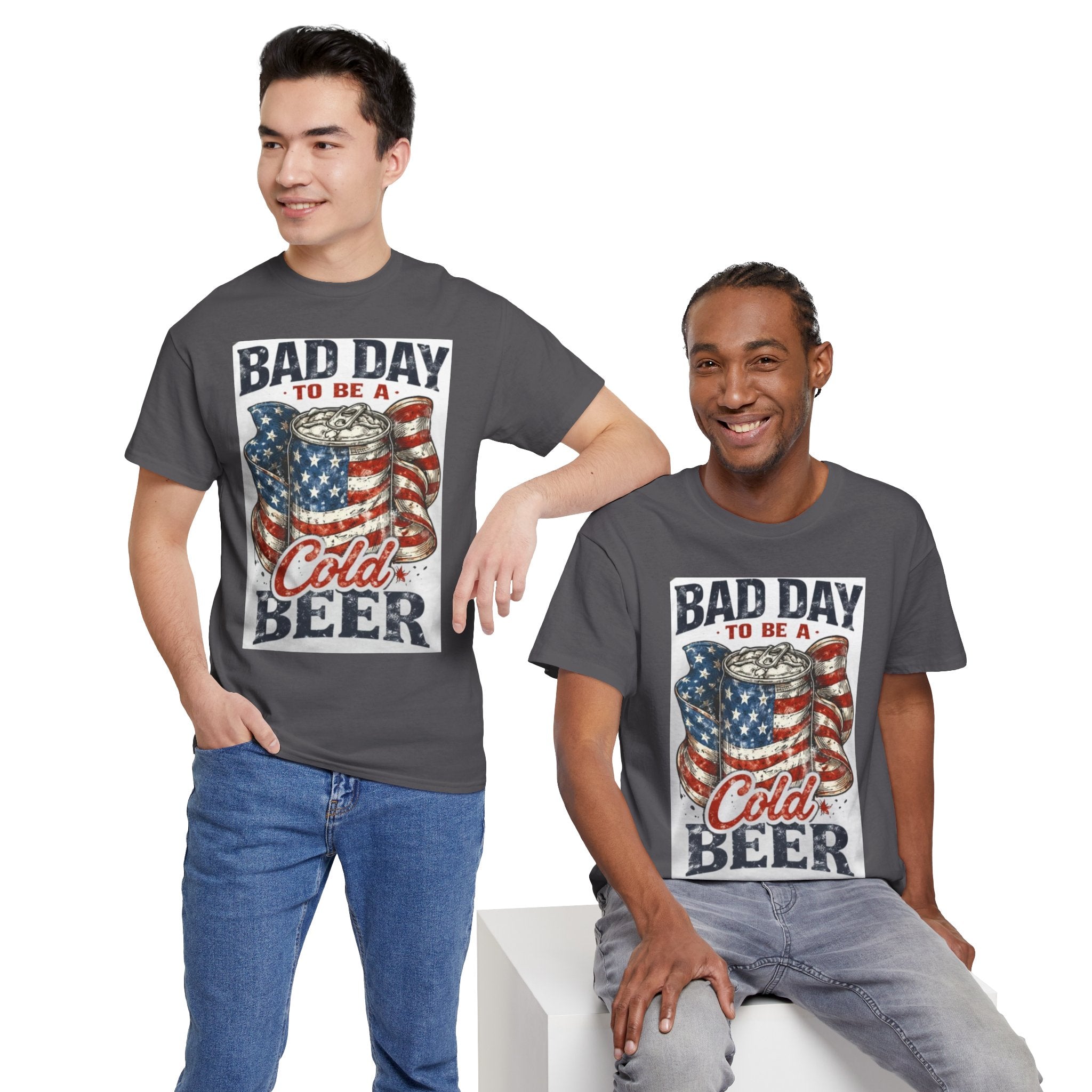Bad Day to Be a Cold Beer T-Shirt — American Flag Beer Can Graphic Tee