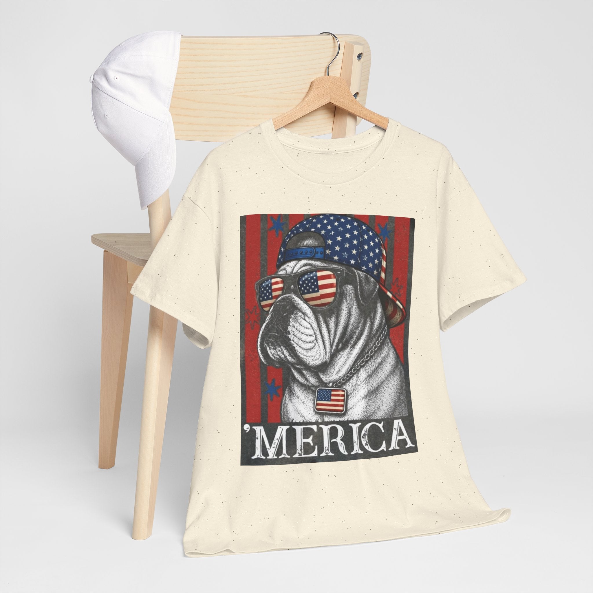 'Merica Bulldog T-Shirt — Patriotic American Flag Tee for Fourth of July