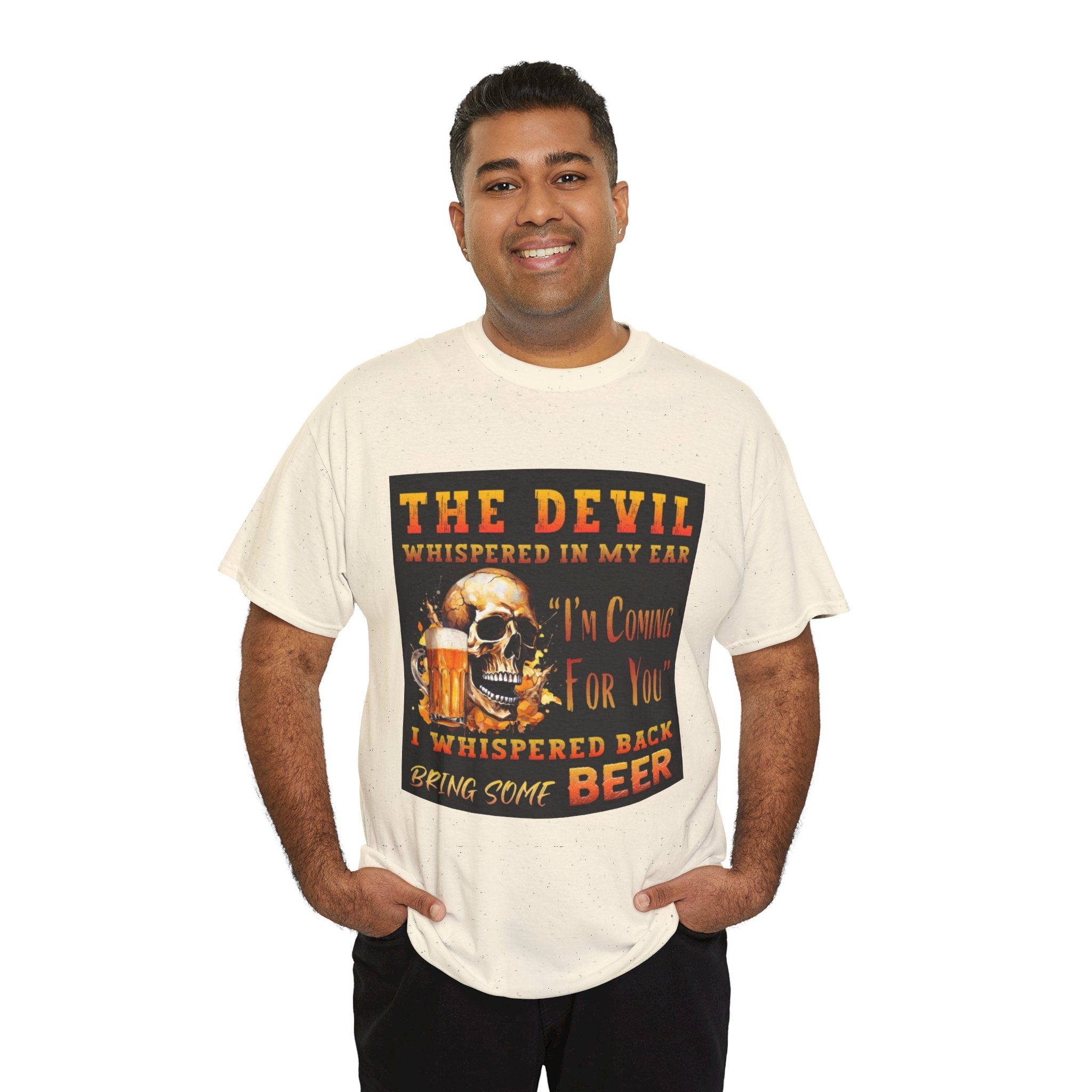 Devil Whispered T-Shirt — “I’m Coming For You” Skull Beer Graphic Tee