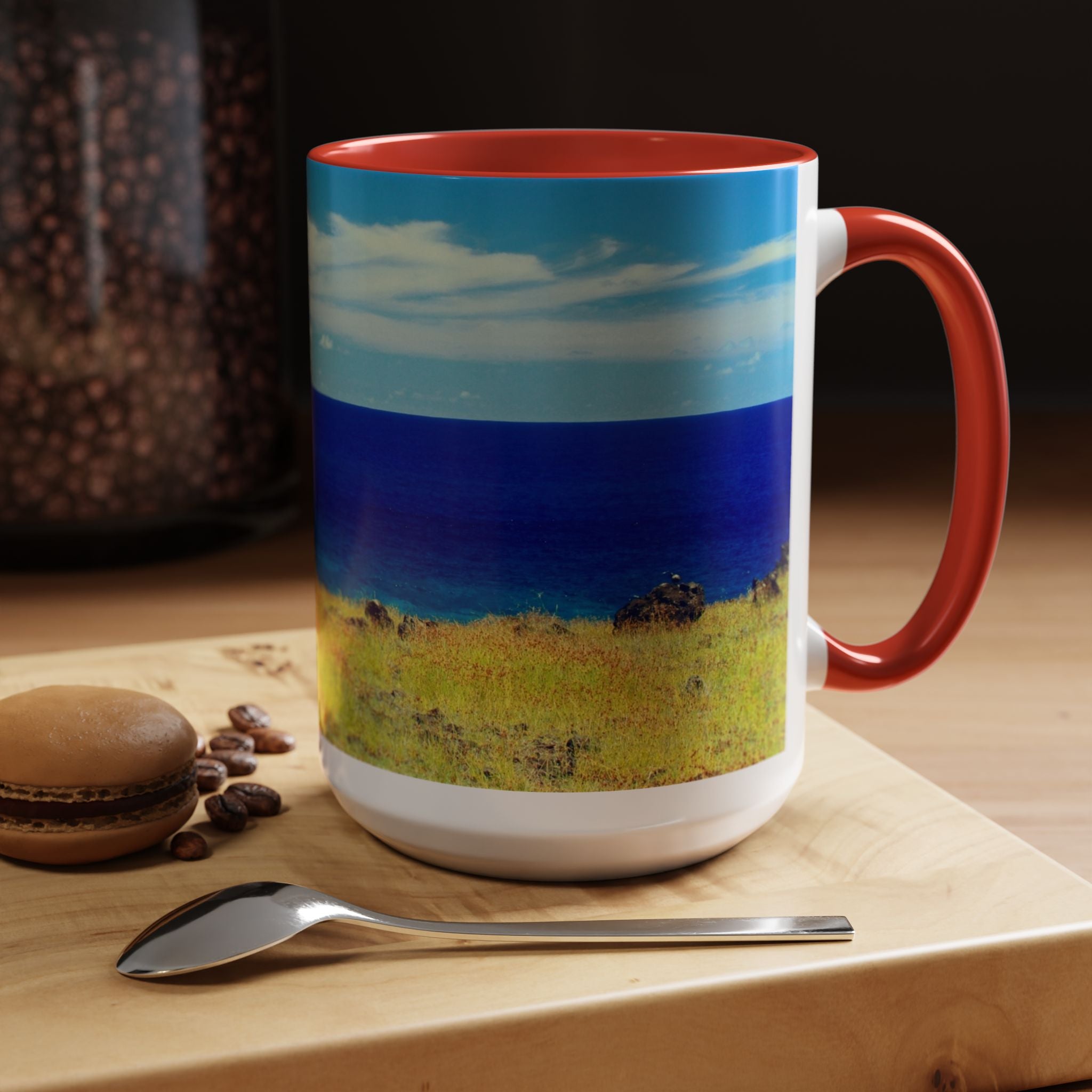 Coastal Landscape Accent Coffee Mug – Ocean View Beach Scene (11/15oz)