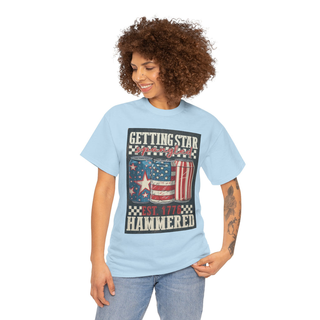 Getting Star Hammered Tee — Patriotic 4th of July Beer Can T-Shirt (Est. 1776)