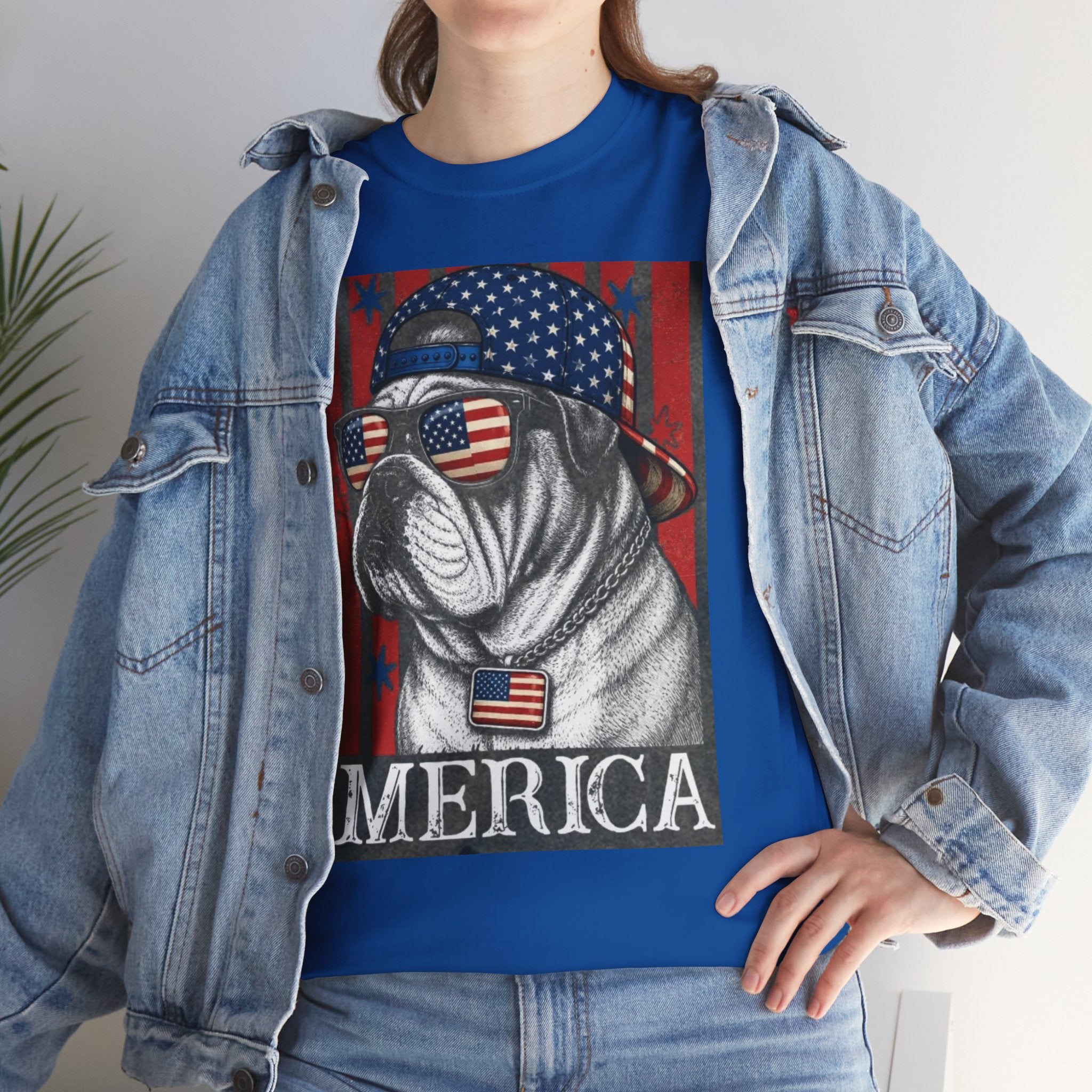 'Merica Bulldog T-Shirt — Patriotic American Flag Tee for Fourth of July