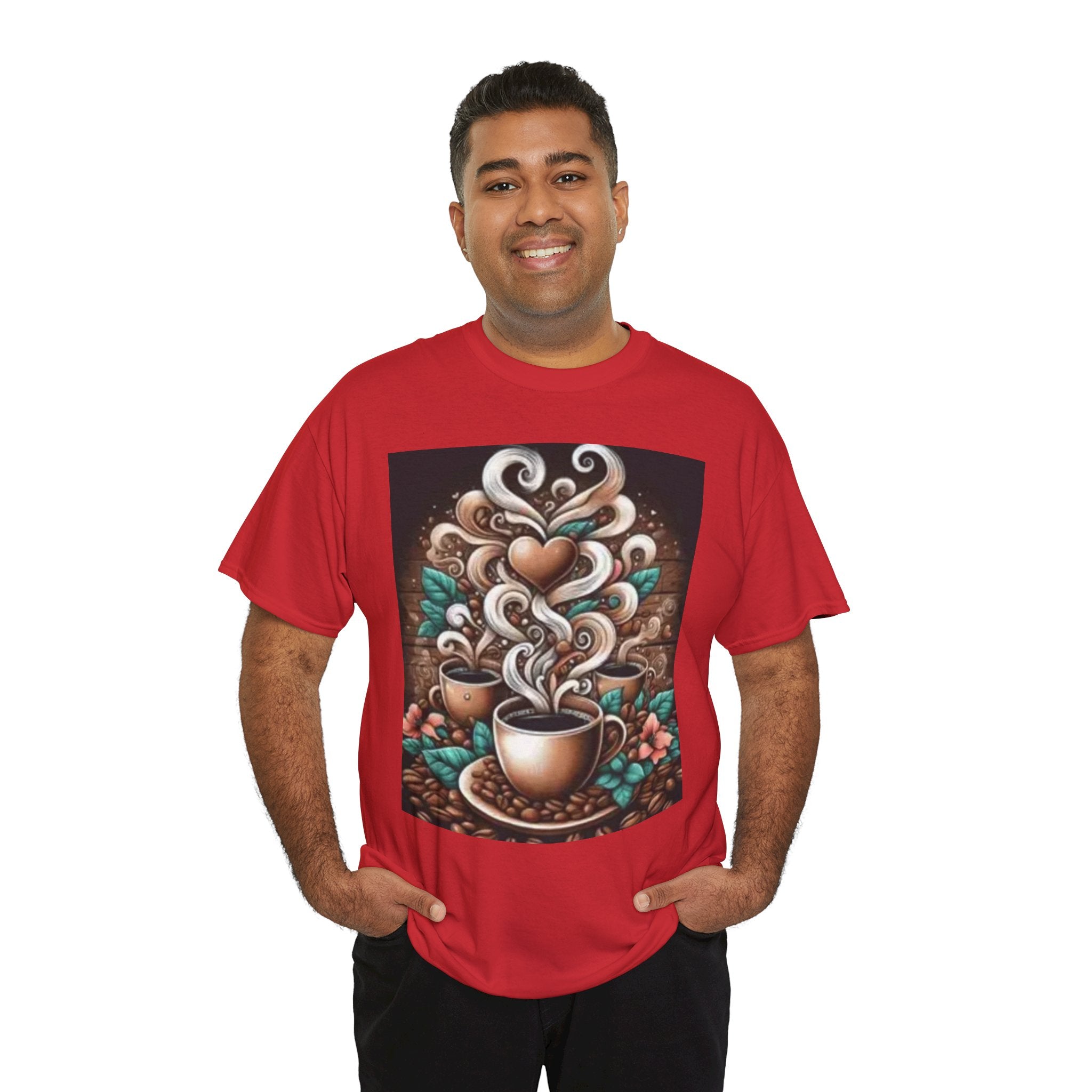 Coffee Cup T-Shirt — Whimsical Steaming Heart Coffee Design