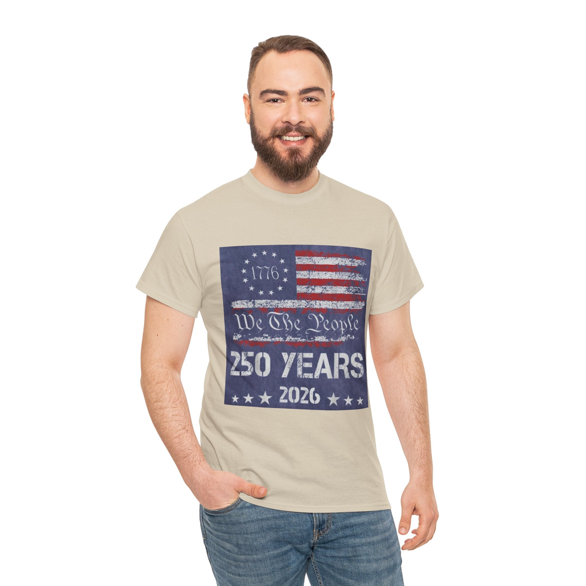 T-Shirt — Vintage 'We The People 250 Years 2026' Patriotic American Flag Tee
