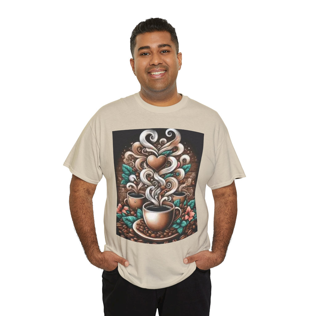 Coffee Cup T-Shirt — Whimsical Steaming Heart Coffee Design