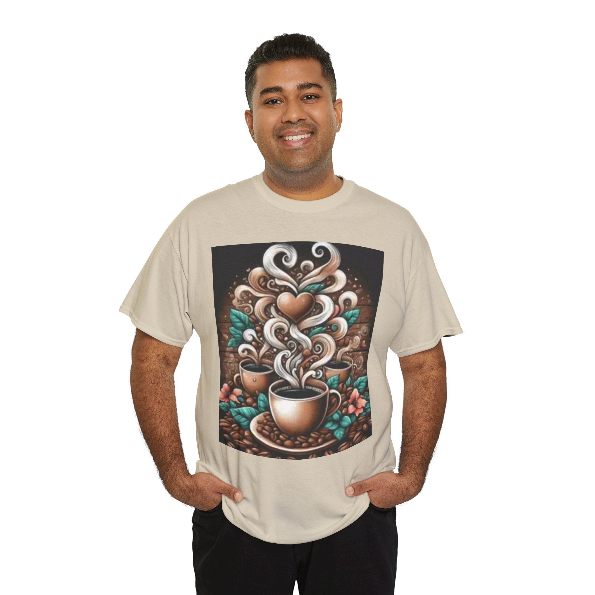 Coffee Cup T-Shirt — Whimsical Steaming Heart Coffee Design