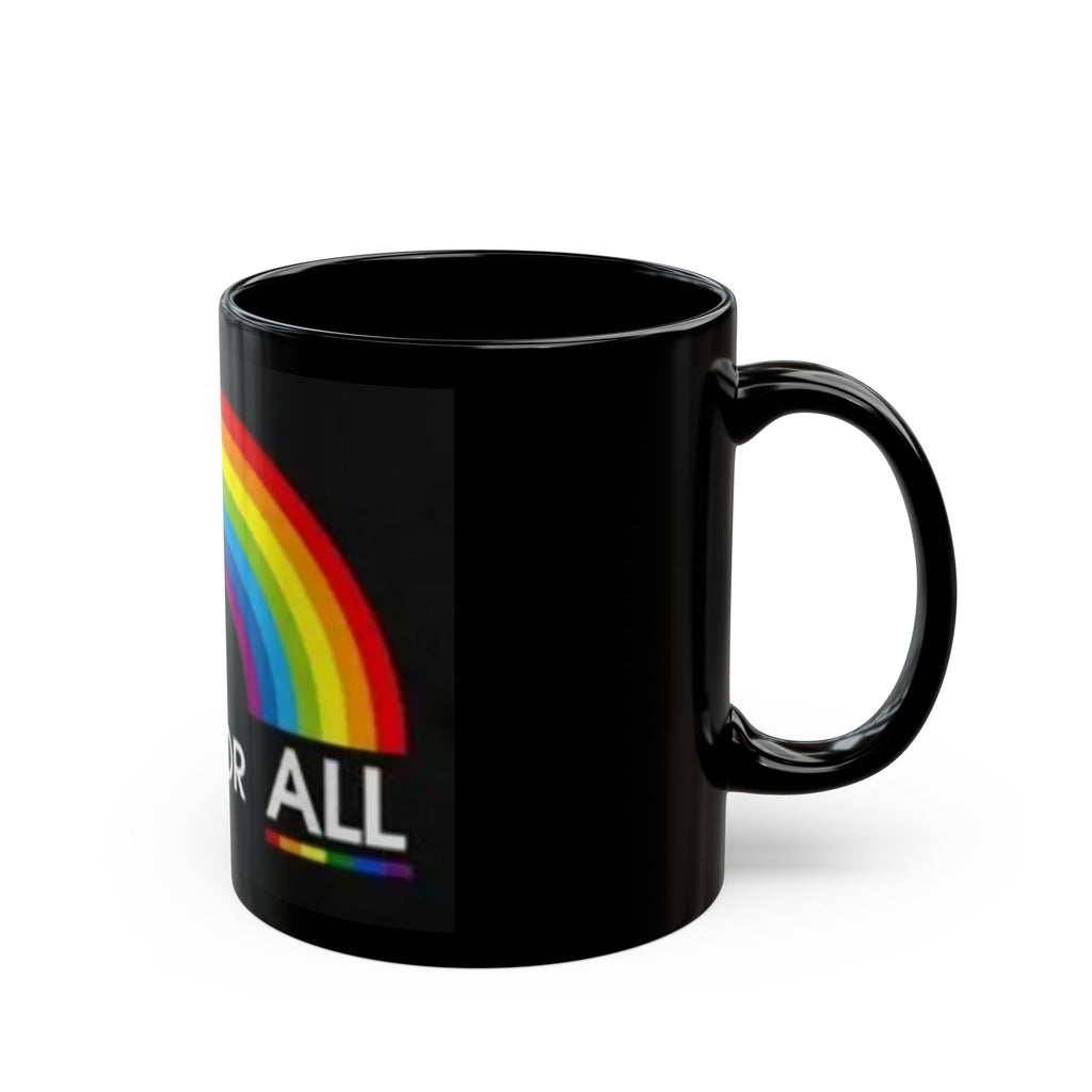 Love For All Rainbow Mug — Pride Coffee Cup (Black, 11oz & 15oz)