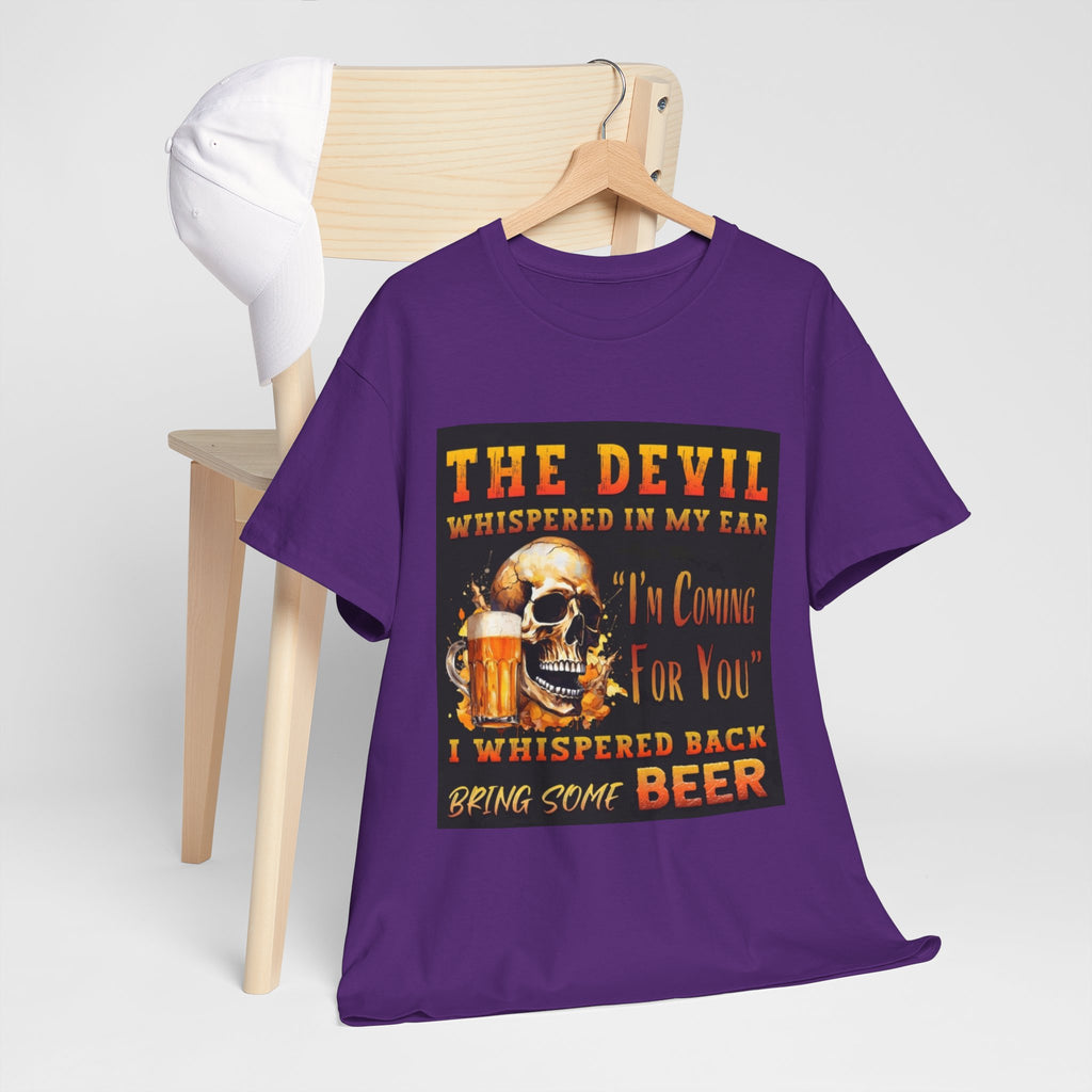 Devil Whispered T-Shirt — “I’m Coming For You” Skull Beer Graphic Tee