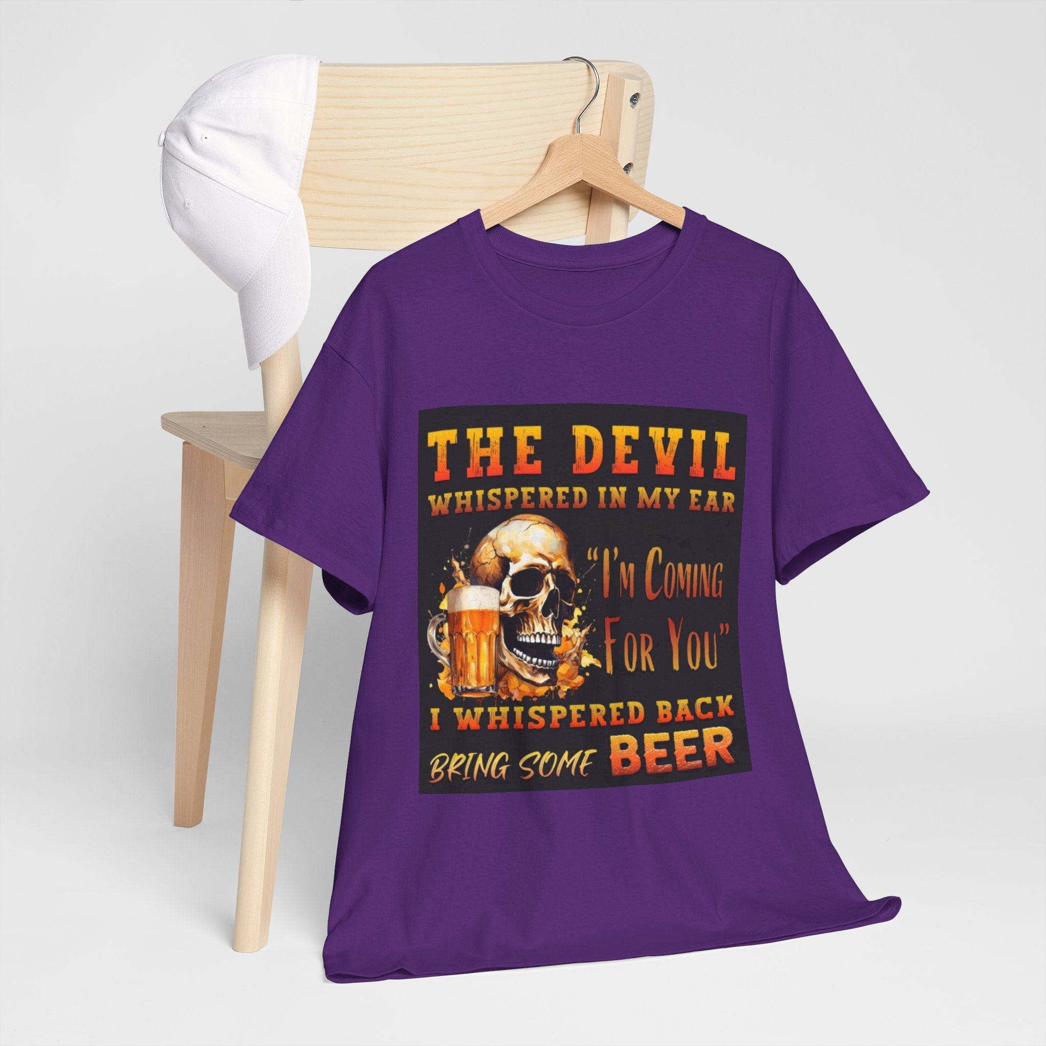 Devil Whispered T-Shirt — “I’m Coming For You” Skull Beer Graphic Tee