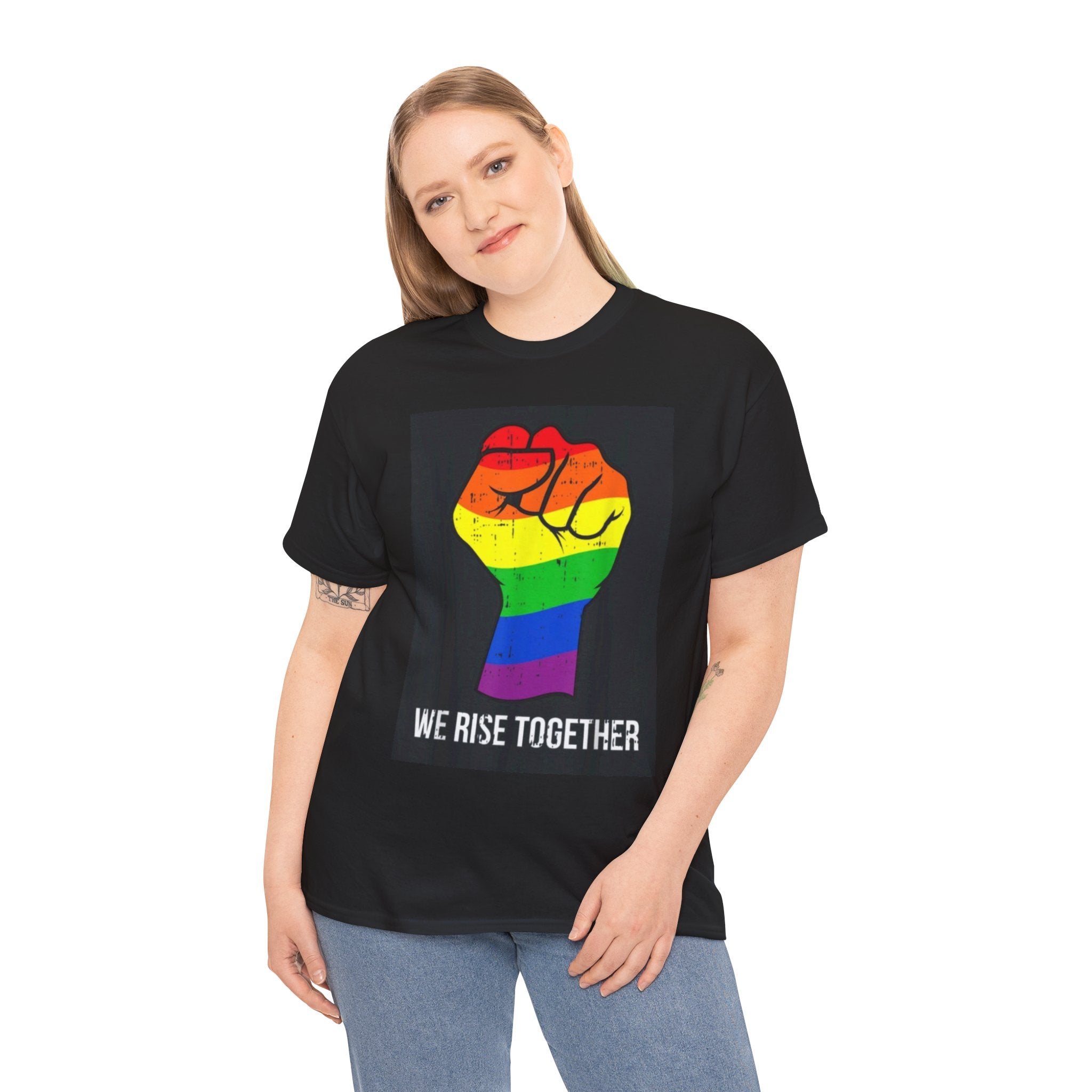 We Rise Together Rainbow Fist T-Shirt
