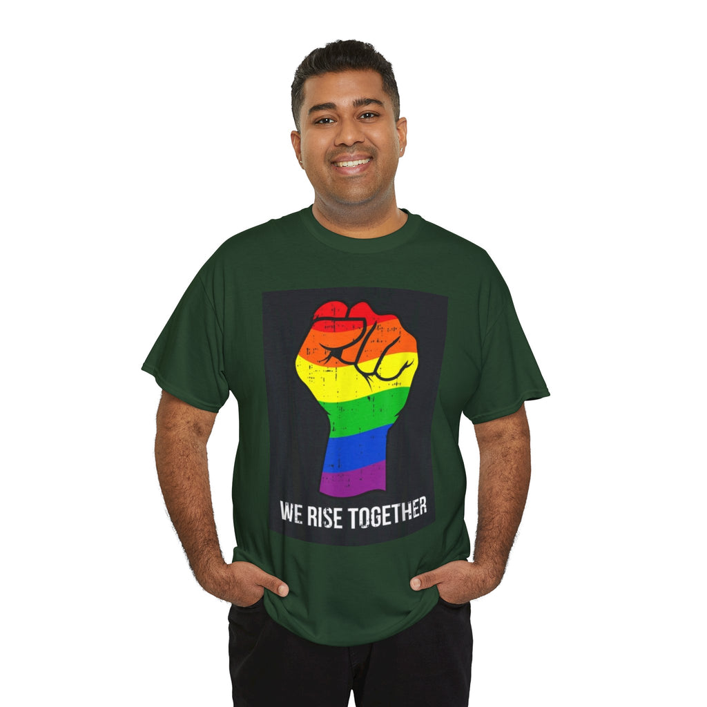 We Rise Together Rainbow Fist T-Shirt