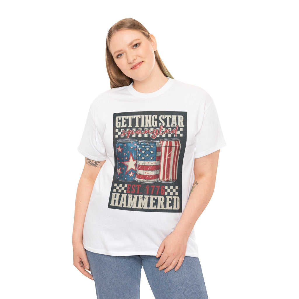 Getting Star Hammered Tee — Patriotic 4th of July Beer Can T-Shirt (Est. 1776)