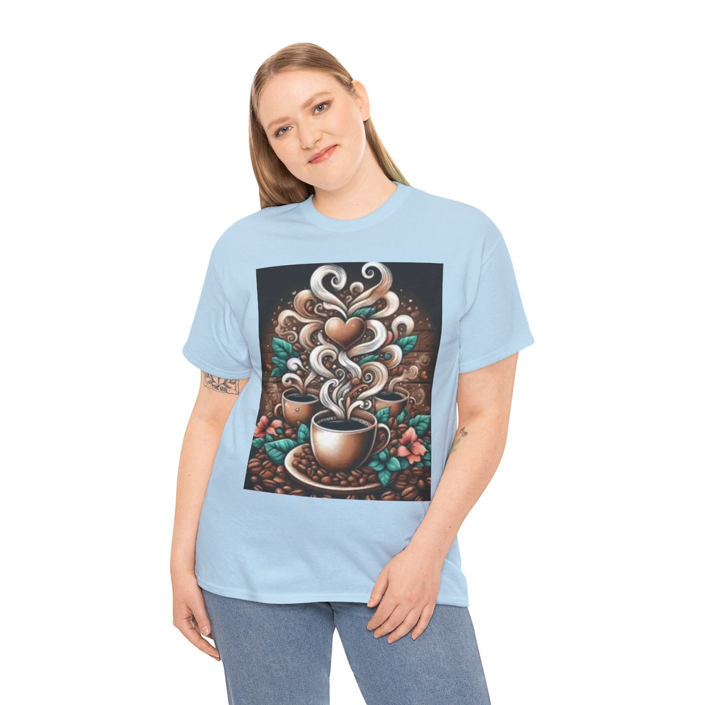 Coffee Cup T-Shirt — Whimsical Steaming Heart Coffee Design