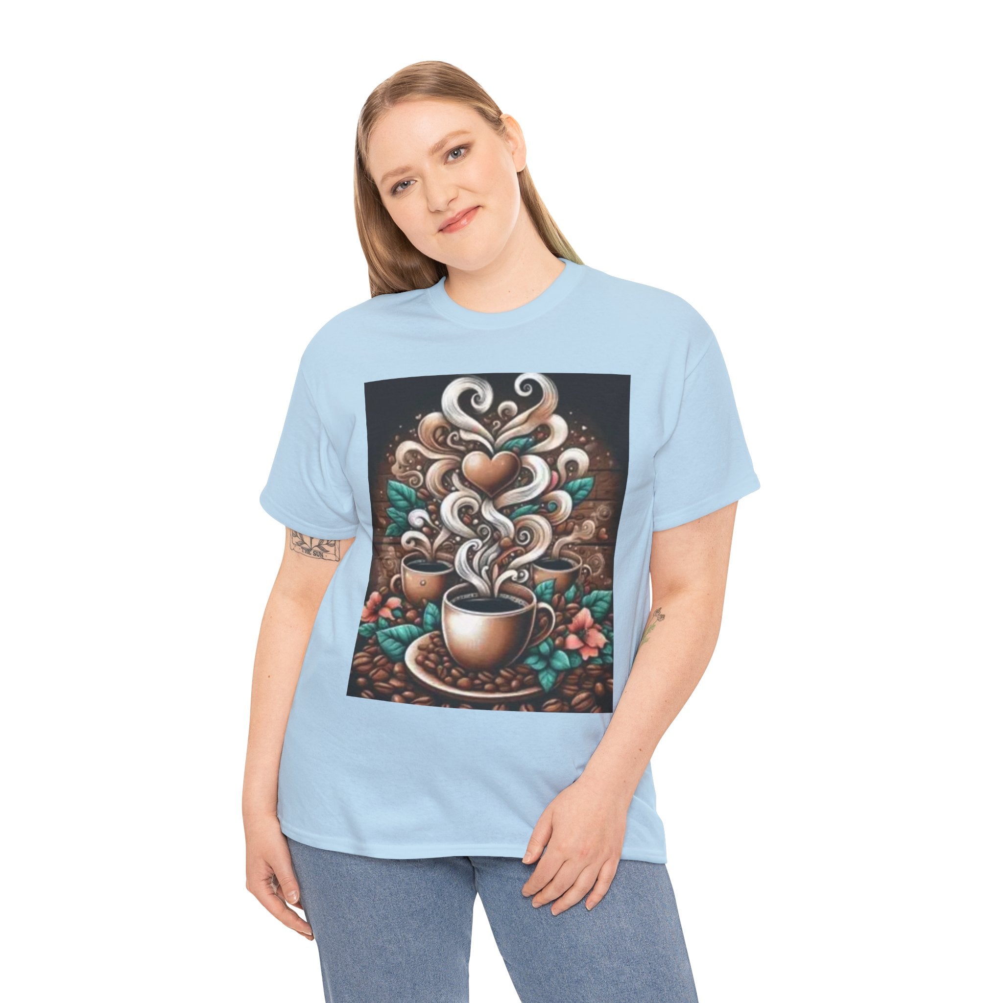 Coffee Cup T-Shirt — Whimsical Steaming Heart Coffee Design