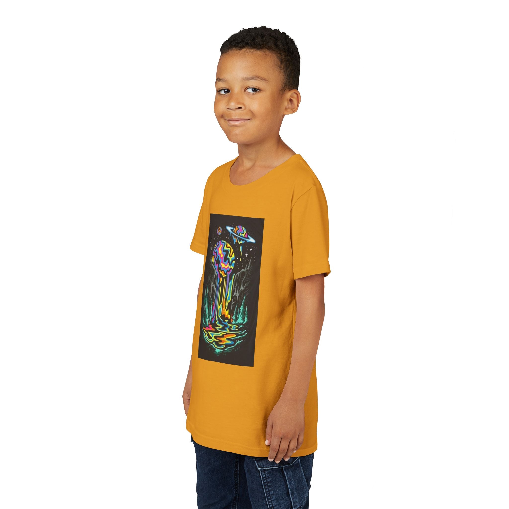 Youth Tee — Neon Drip Planet Space Graphic