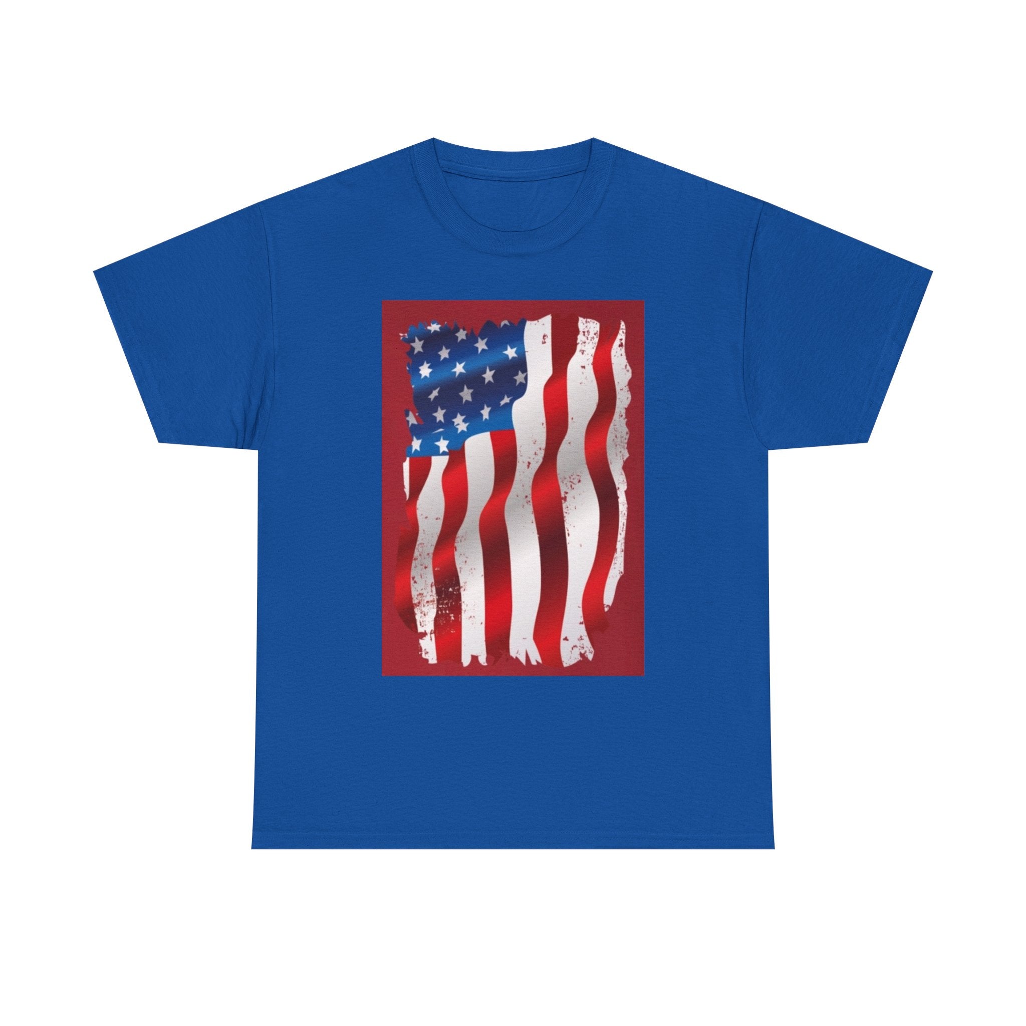 American Flag Graphic Tee — Distressed Wavy Stars & Stripes