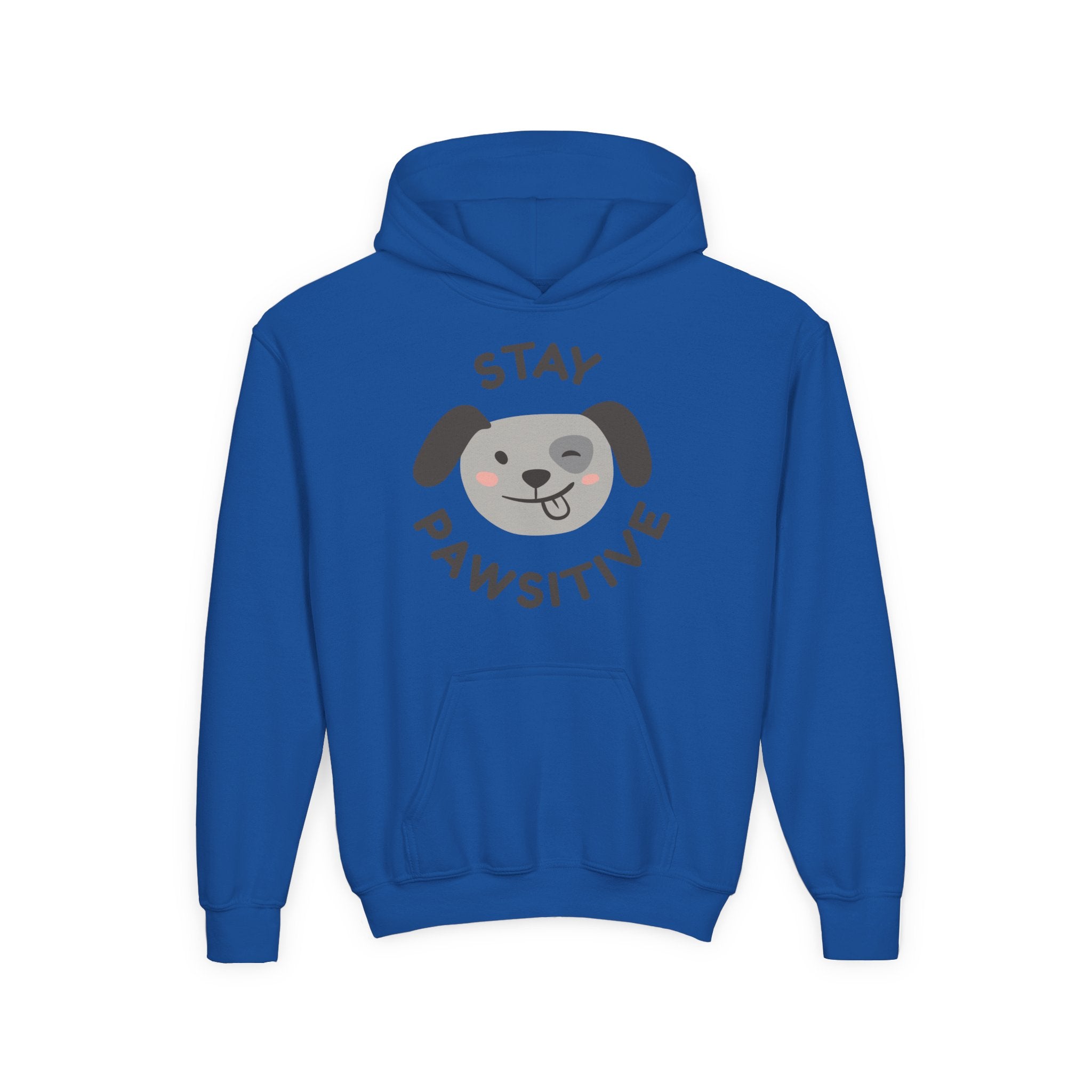 Stay Pawsitive Youth Hoodie – Cute Dog Graphic Kids Sweatshirt