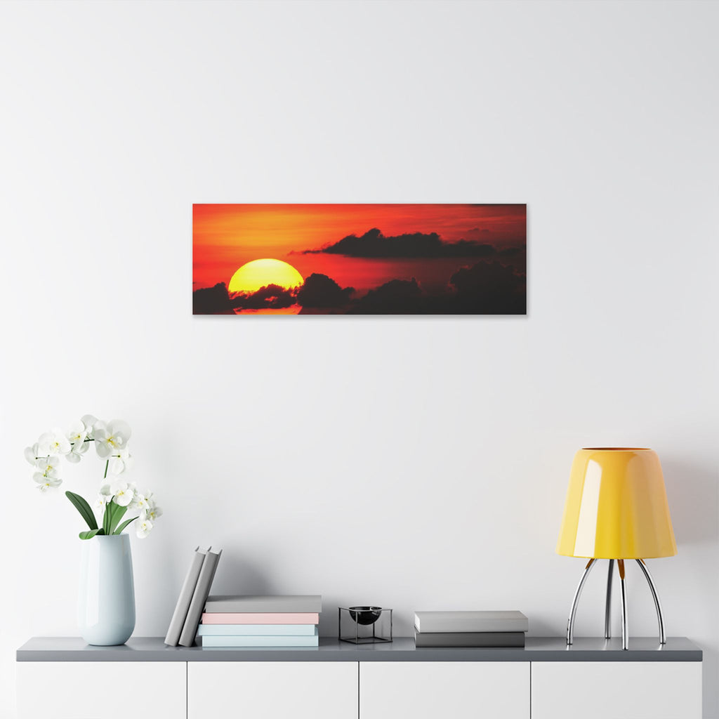 Sunset Ocean Canvas Print — Dramatic Red Sunset Wall Art