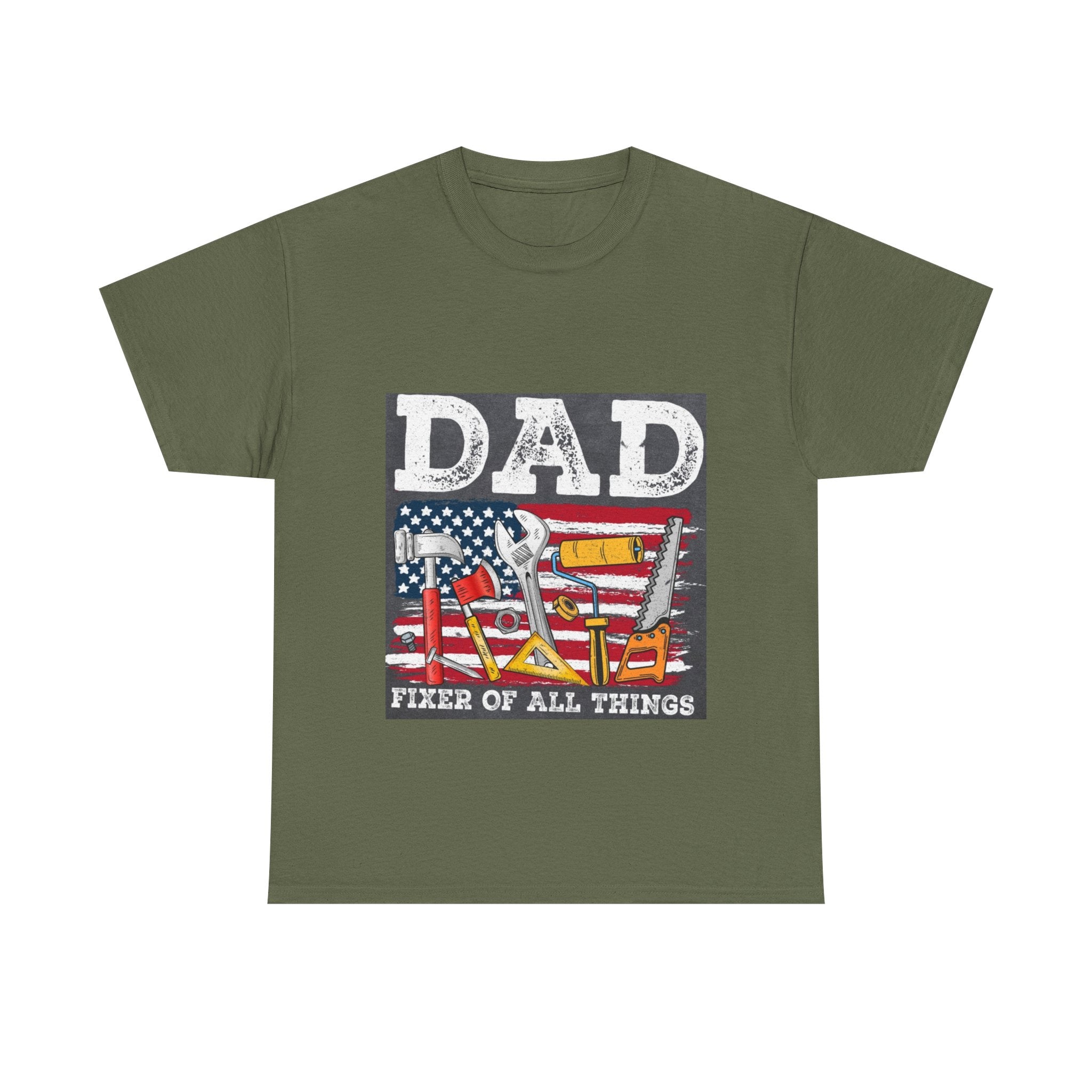 Dad Fixer Of All Things T-Shirt — American Flag Tool Graphic Tee for Fathers