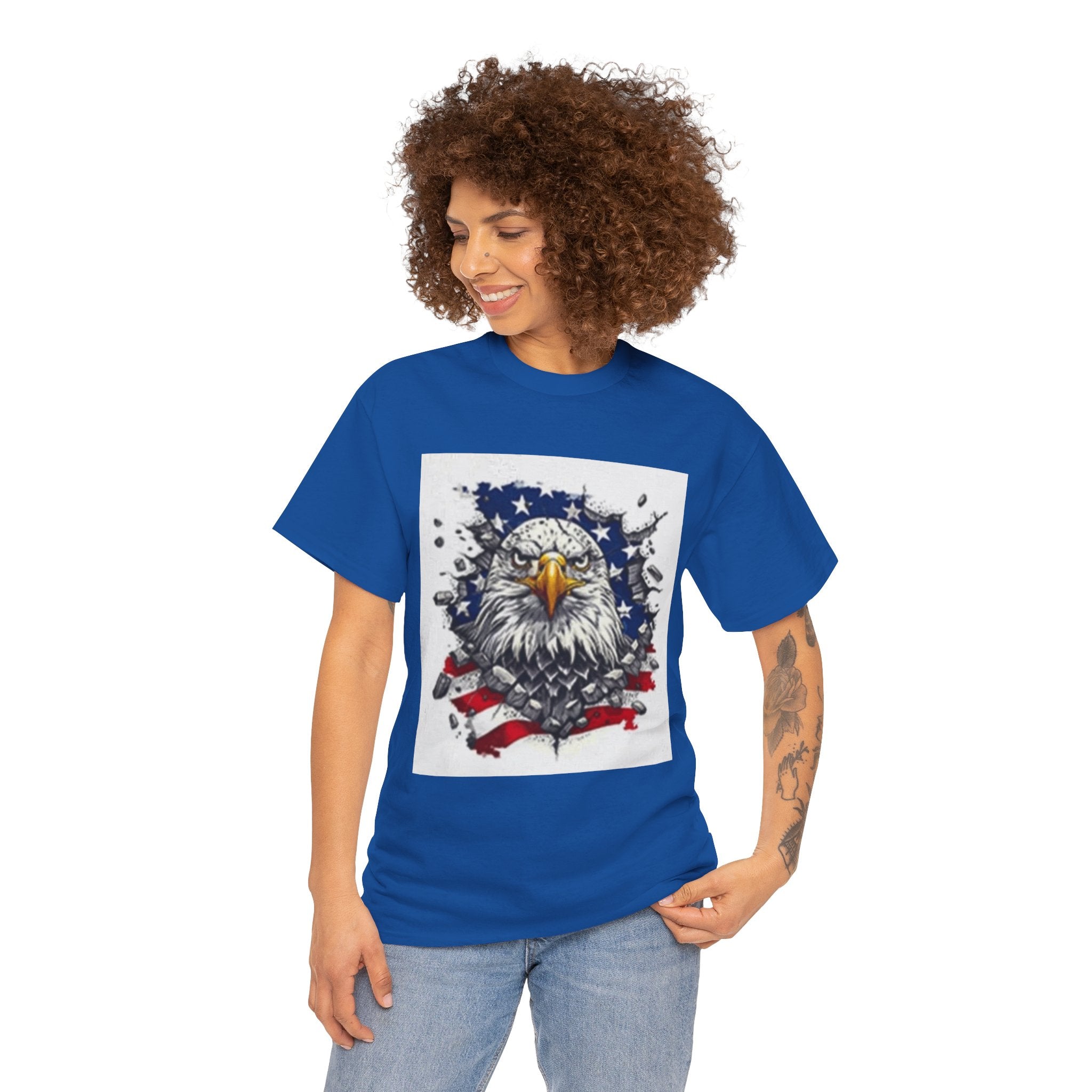 Eagle American Flag T-Shirt — Patriotic Bald Eagle Graphic Tee for 4th of July