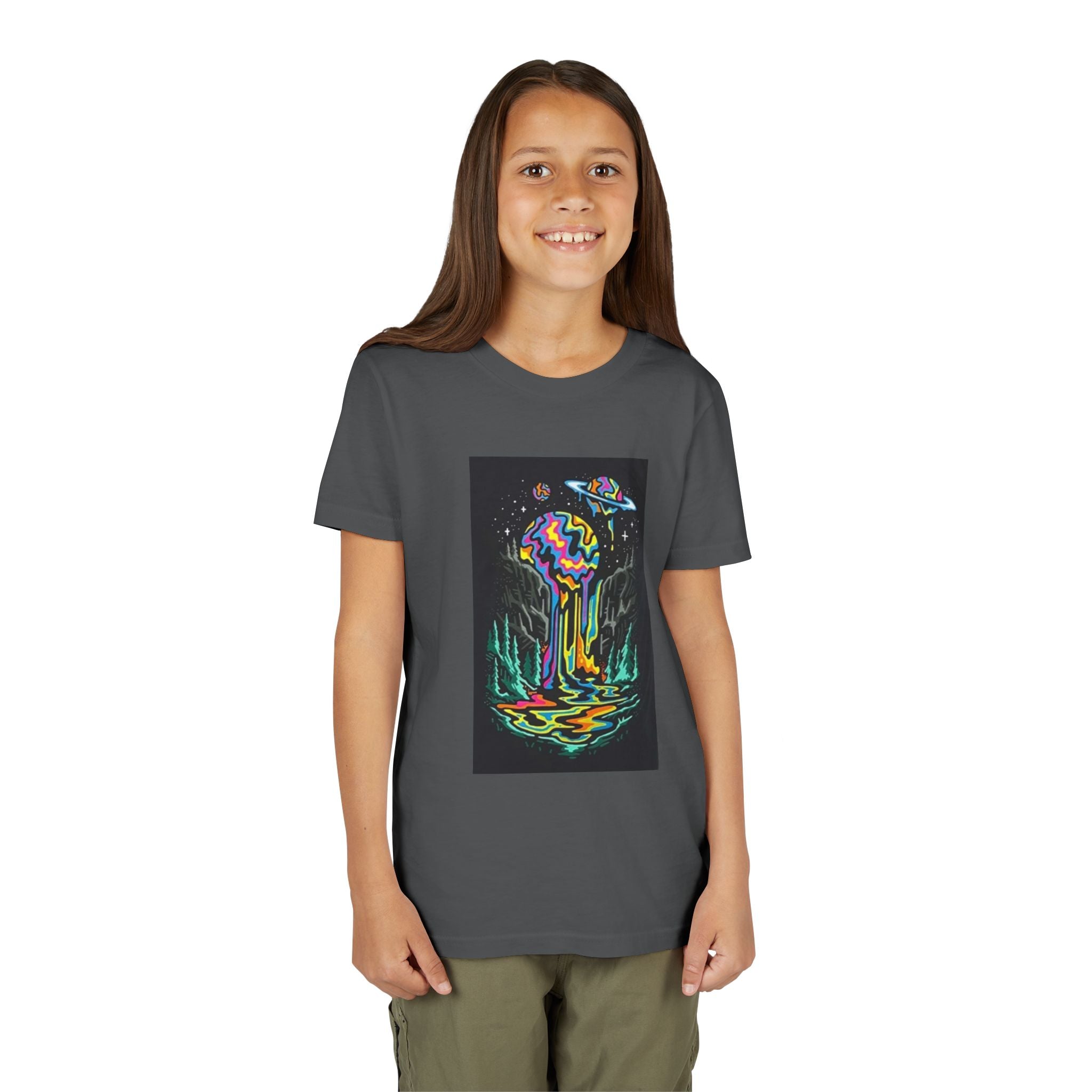 Youth Tee — Neon Drip Planet Space Graphic