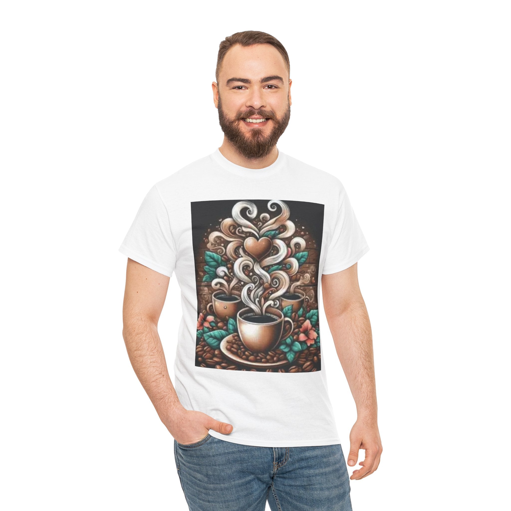 Coffee Cup T-Shirt — Whimsical Steaming Heart Coffee Design