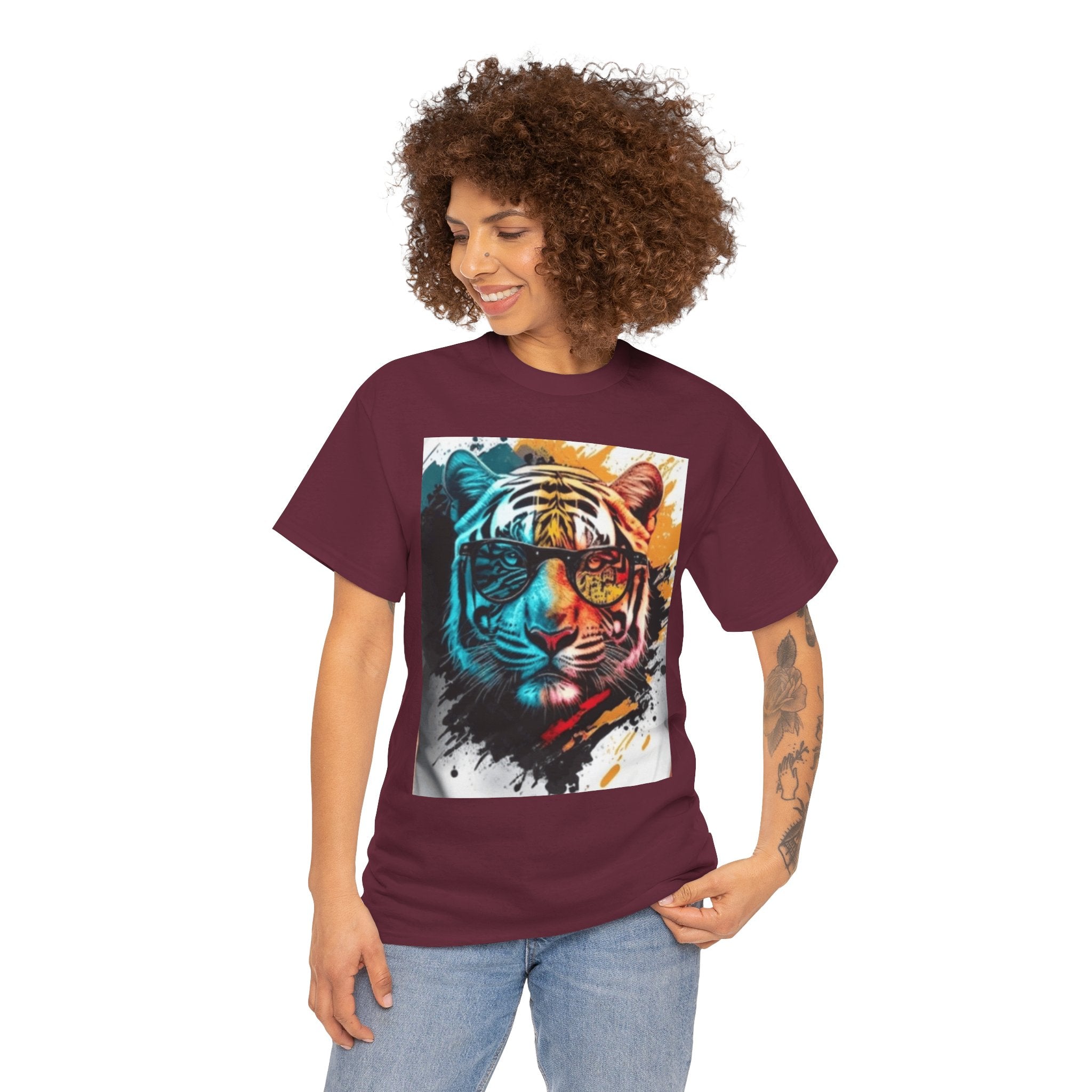 Tiger Portrait T-Shirt — Colorful Abstract Tiger Face Tee