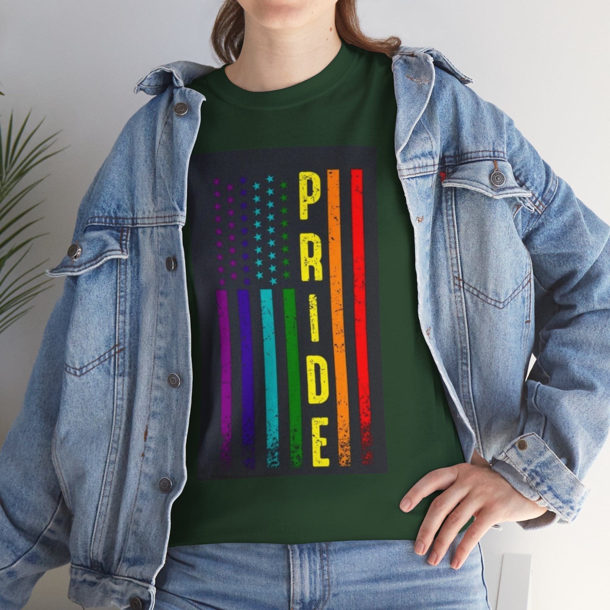 Pride Rainbow Flag Tee — Vertical "PRIDE" Graphic T-Shirt