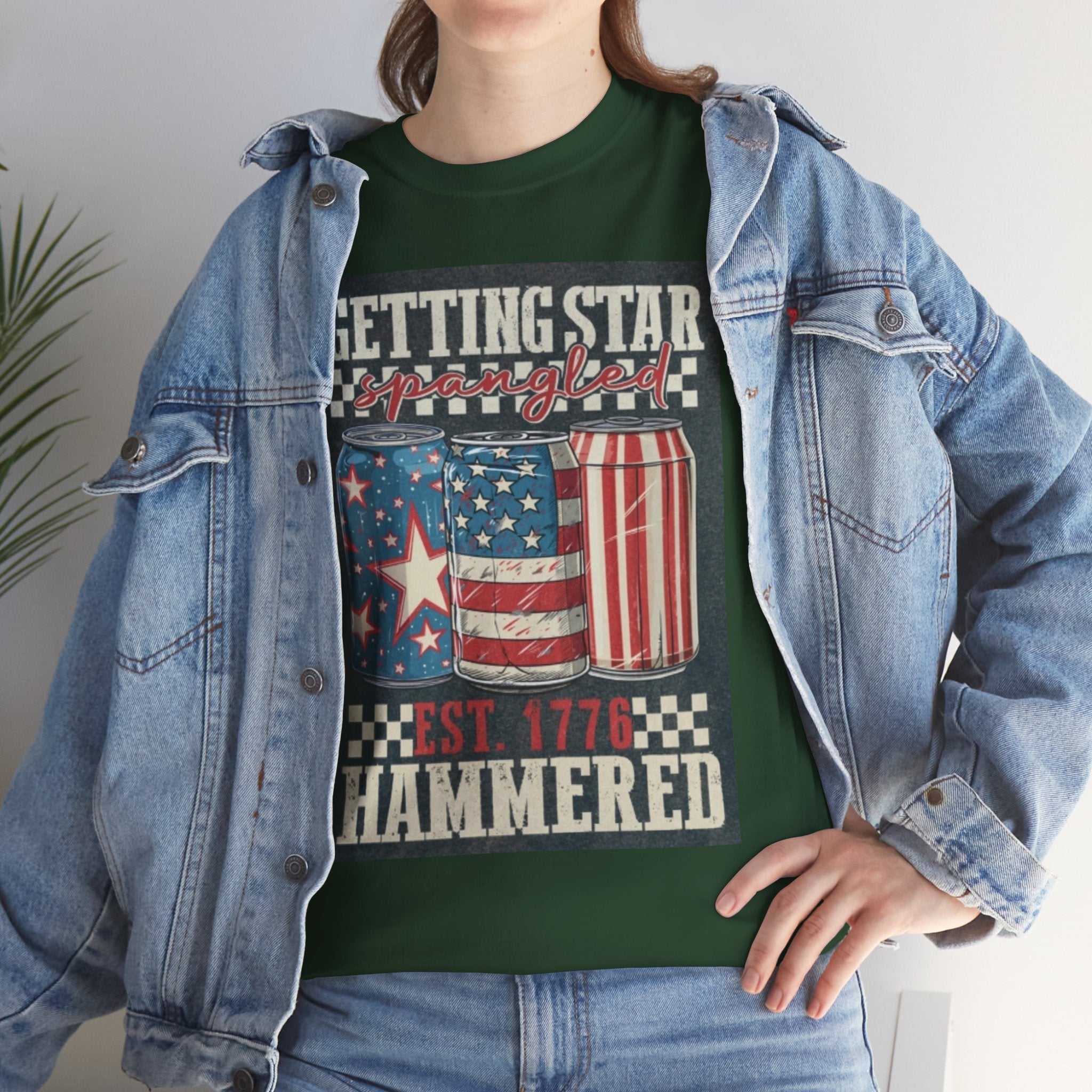 Getting Star Hammered Tee — Patriotic 4th of July Beer Can T-Shirt (Est. 1776)