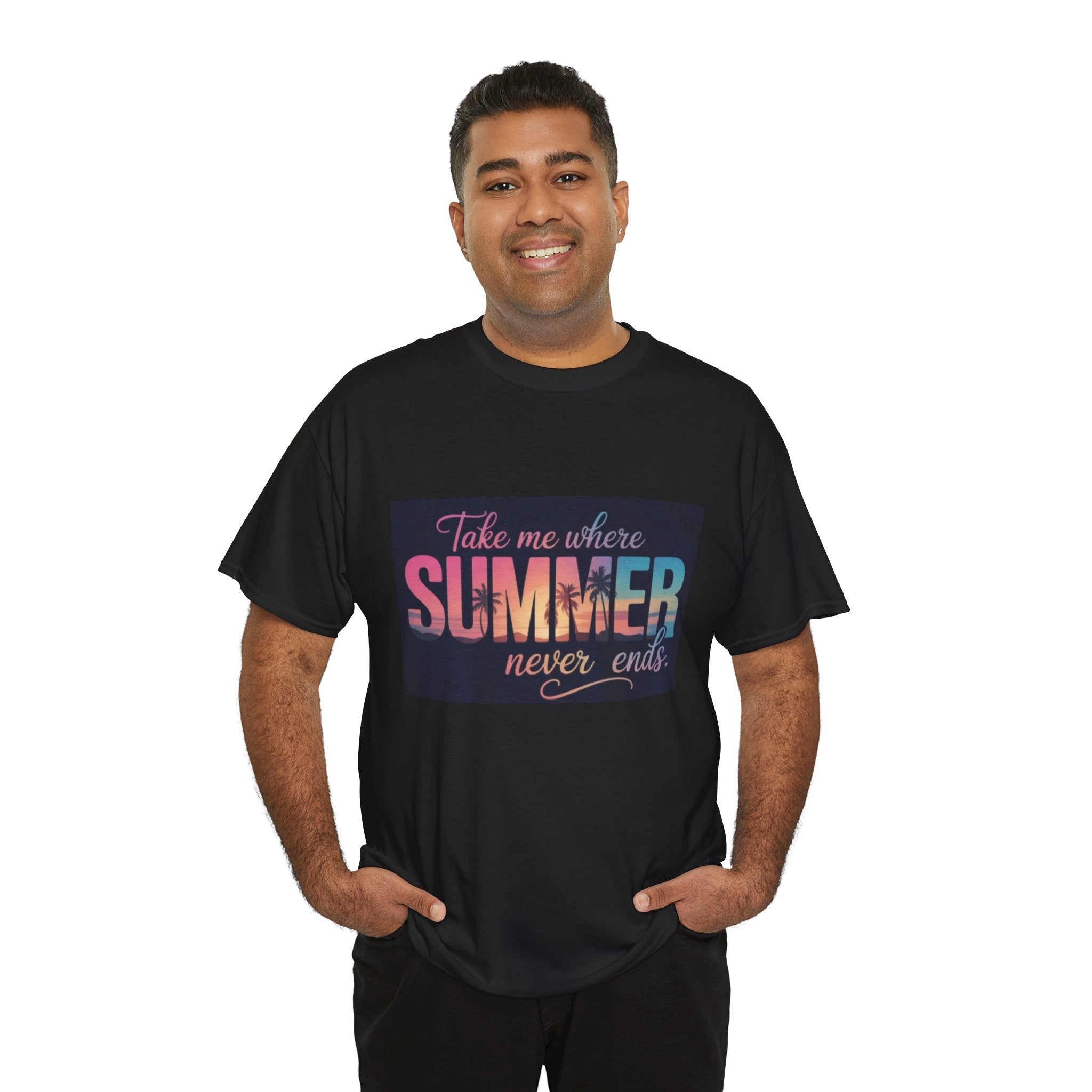 T-Shirt — "Take Me Where Summer Never Ends" Retro Beach Vibes