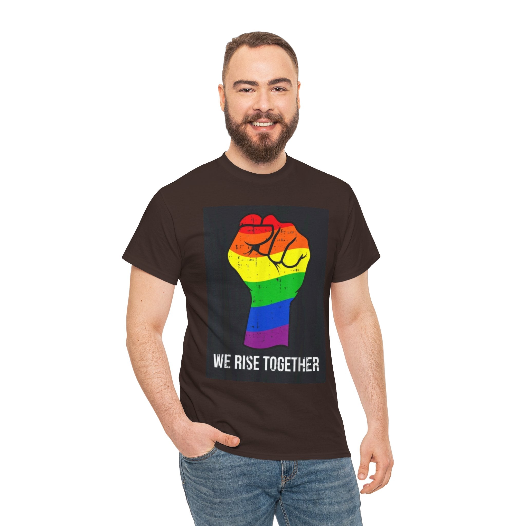 We Rise Together Rainbow Fist T-Shirt
