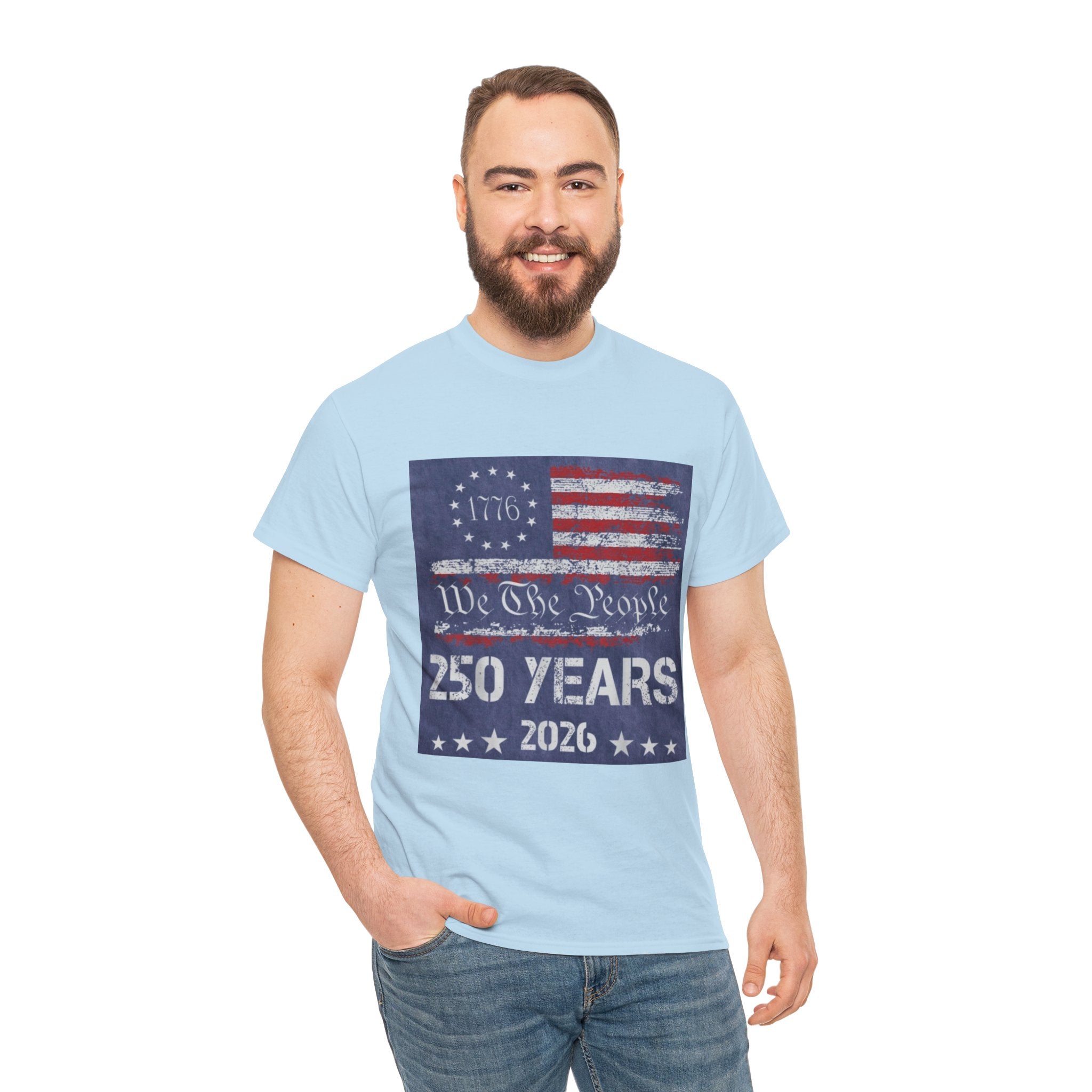 T-Shirt — Vintage 'We The People 250 Years 2026' Patriotic American Flag Tee