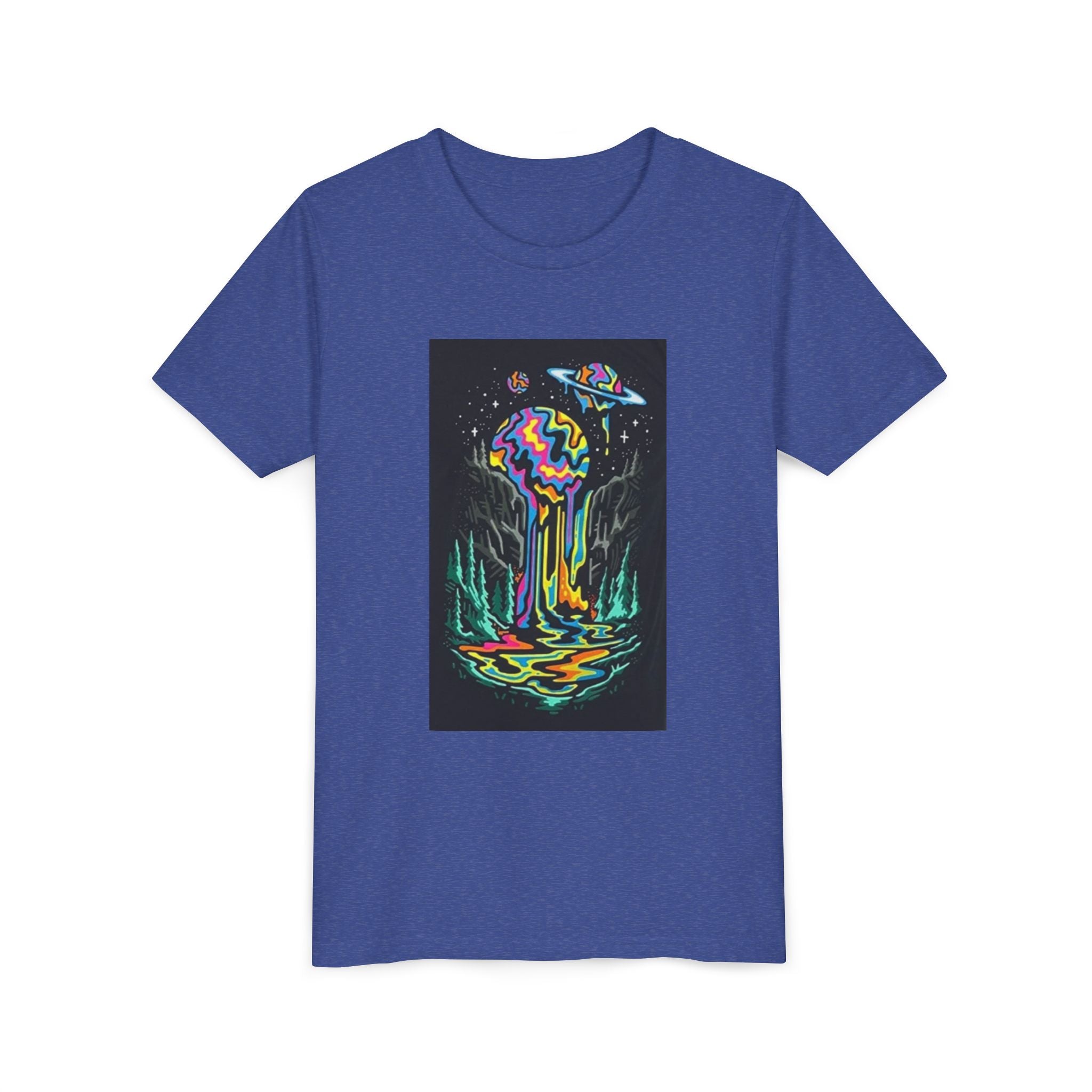 Youth Tee — Neon Drip Planet Space Graphic