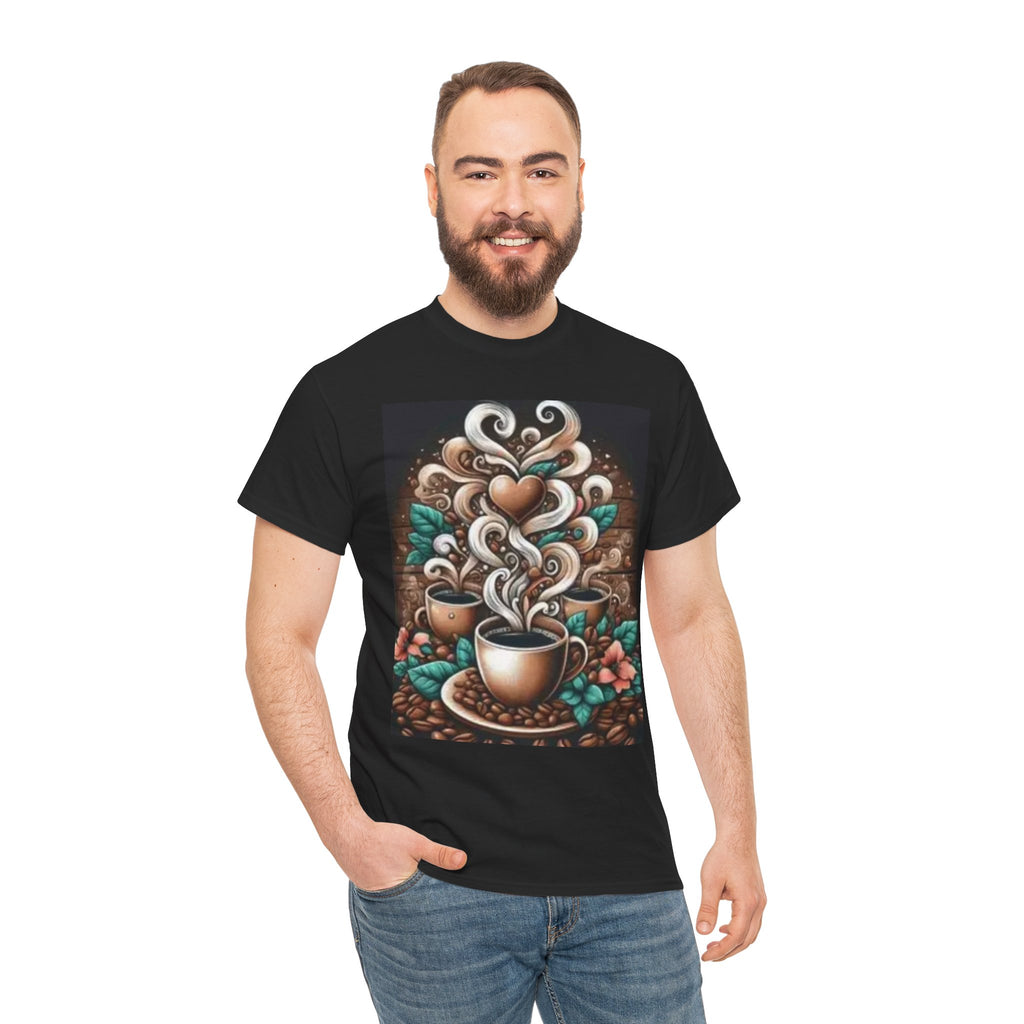 Coffee Cup T-Shirt — Whimsical Steaming Heart Coffee Design