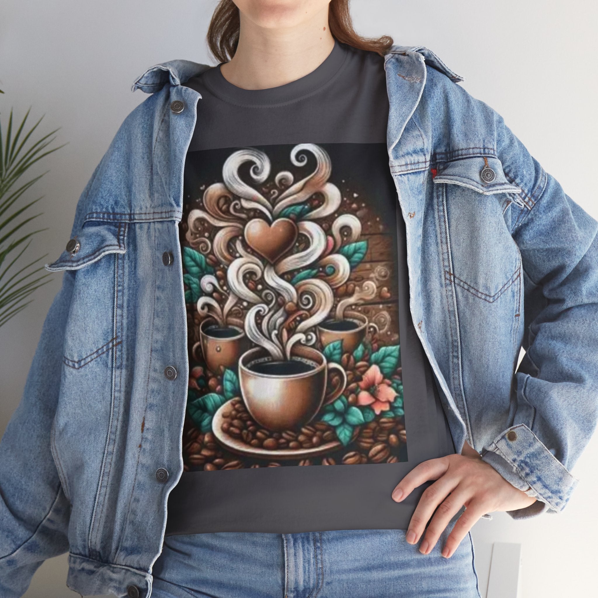 Coffee Cup T-Shirt — Whimsical Steaming Heart Coffee Design
