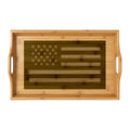 Engraved Bamboo Serving Tray — American Flag Design, Patriotic Kitchen Decor