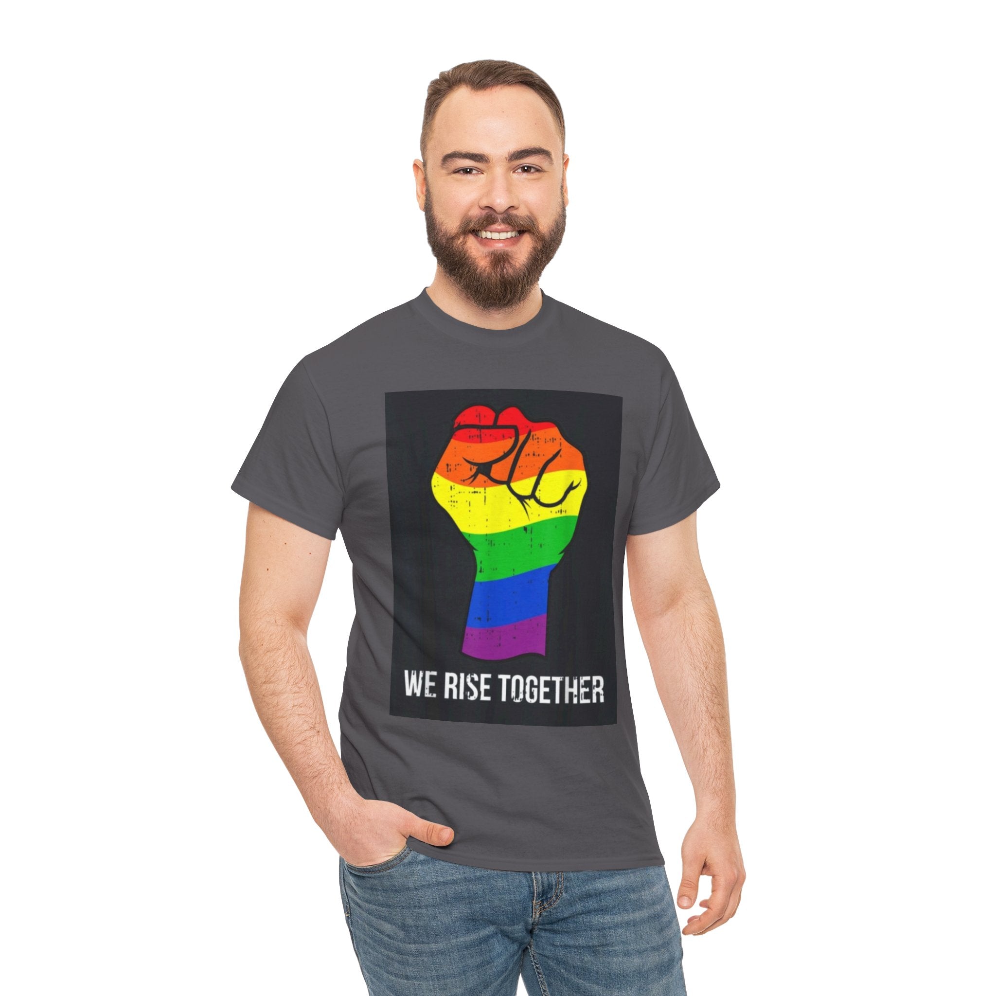 We Rise Together Rainbow Fist T-Shirt