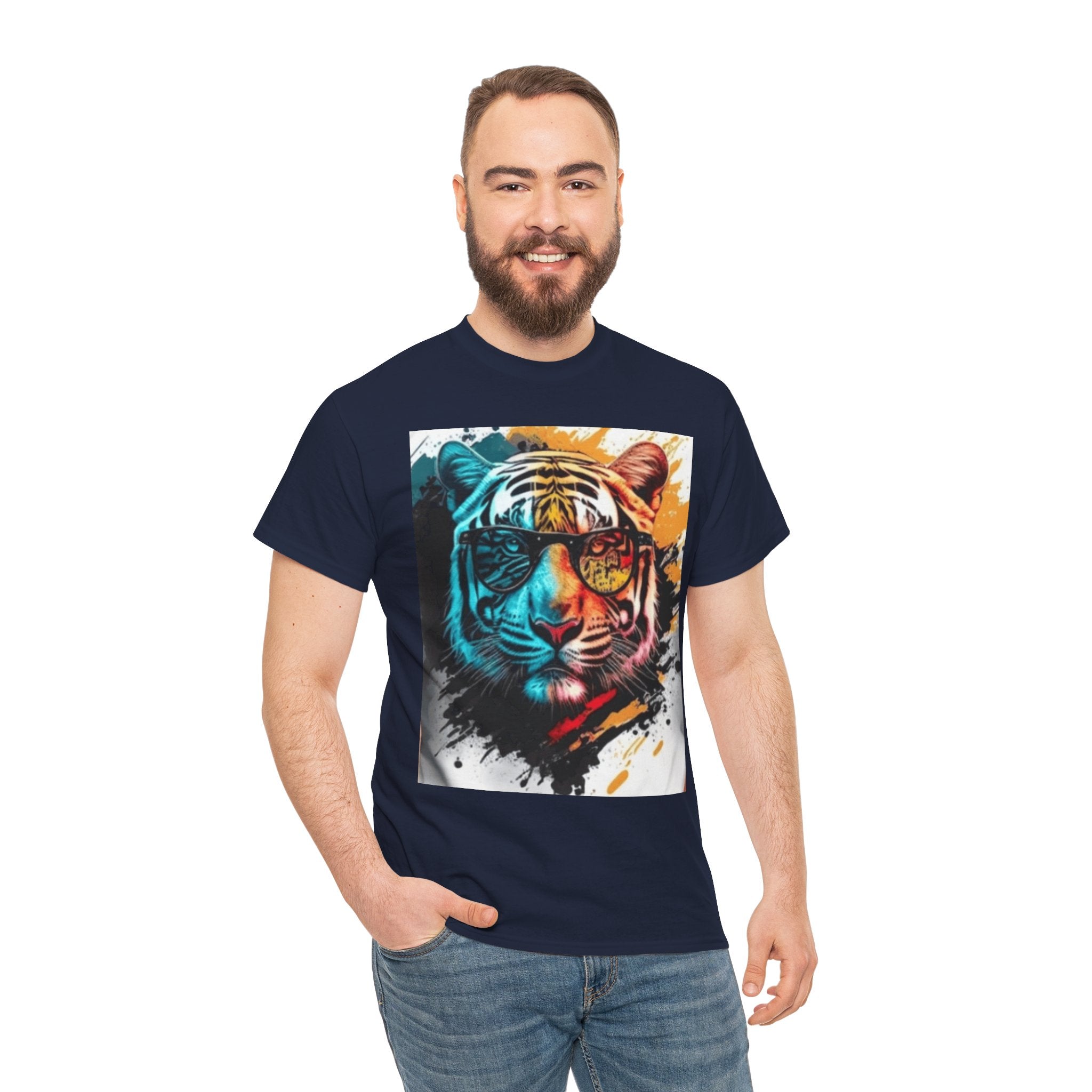 Tiger Portrait T-Shirt — Colorful Abstract Tiger Face Tee