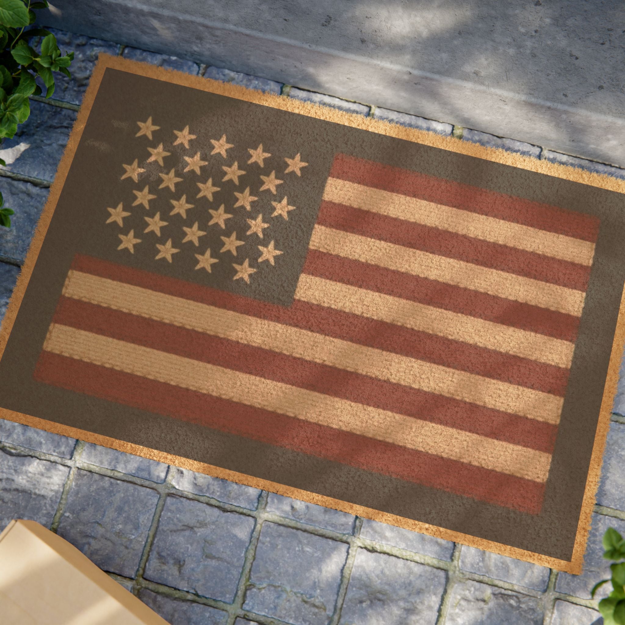 Rustic American Flag Doormat — Patriotic Welcome Rug
